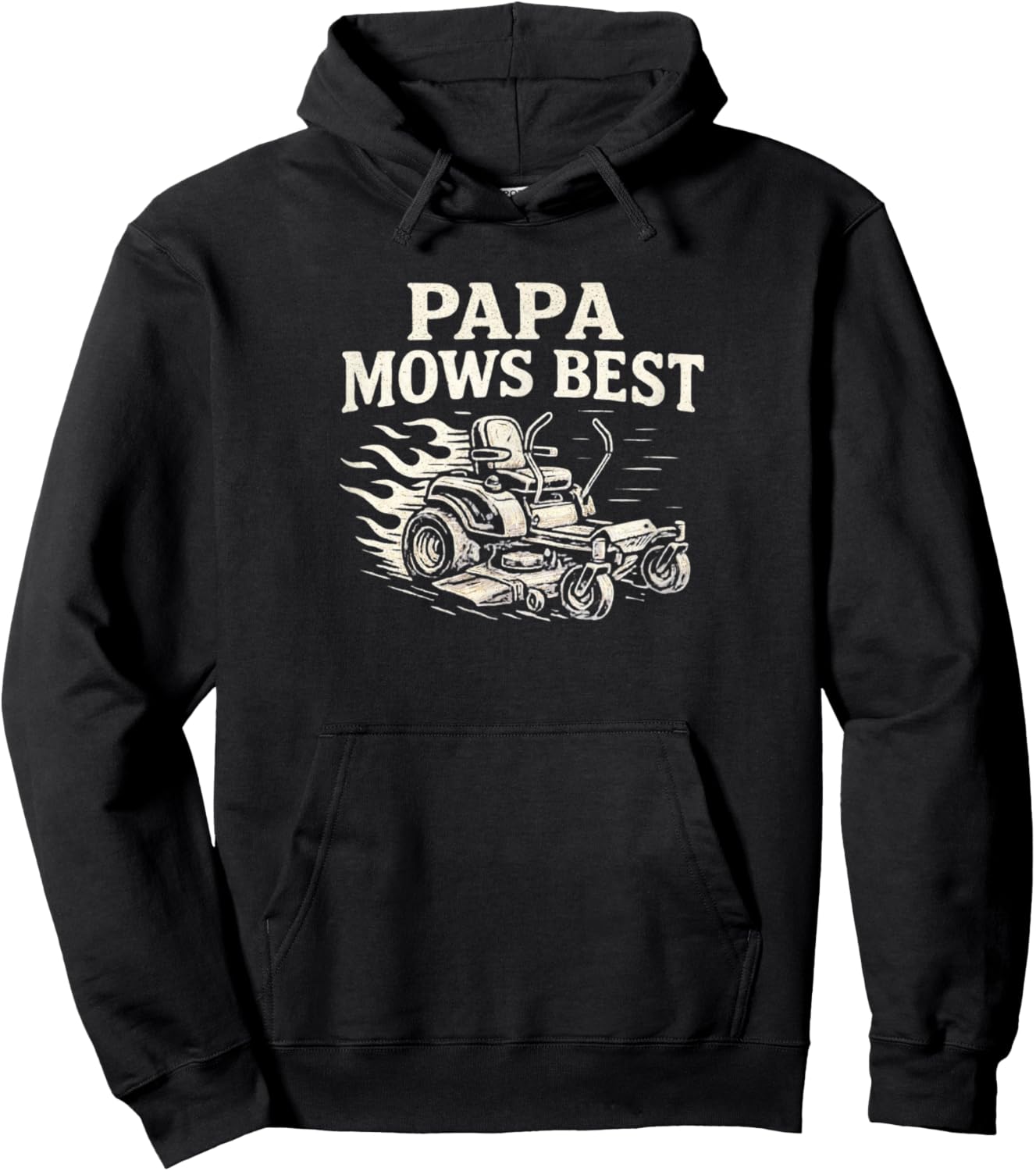 Papa Mows Best Zero-Turn Mower, Funny Dad Lawn Mowing Hoodie - Hoodie | Black