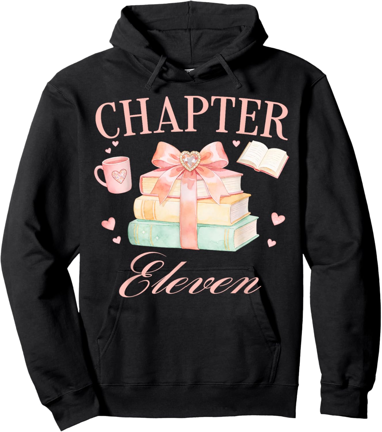 Chapter 11th Birthday Bookworm 11 Years Old Cute Book Loves Hoodie - Hoodie | Black