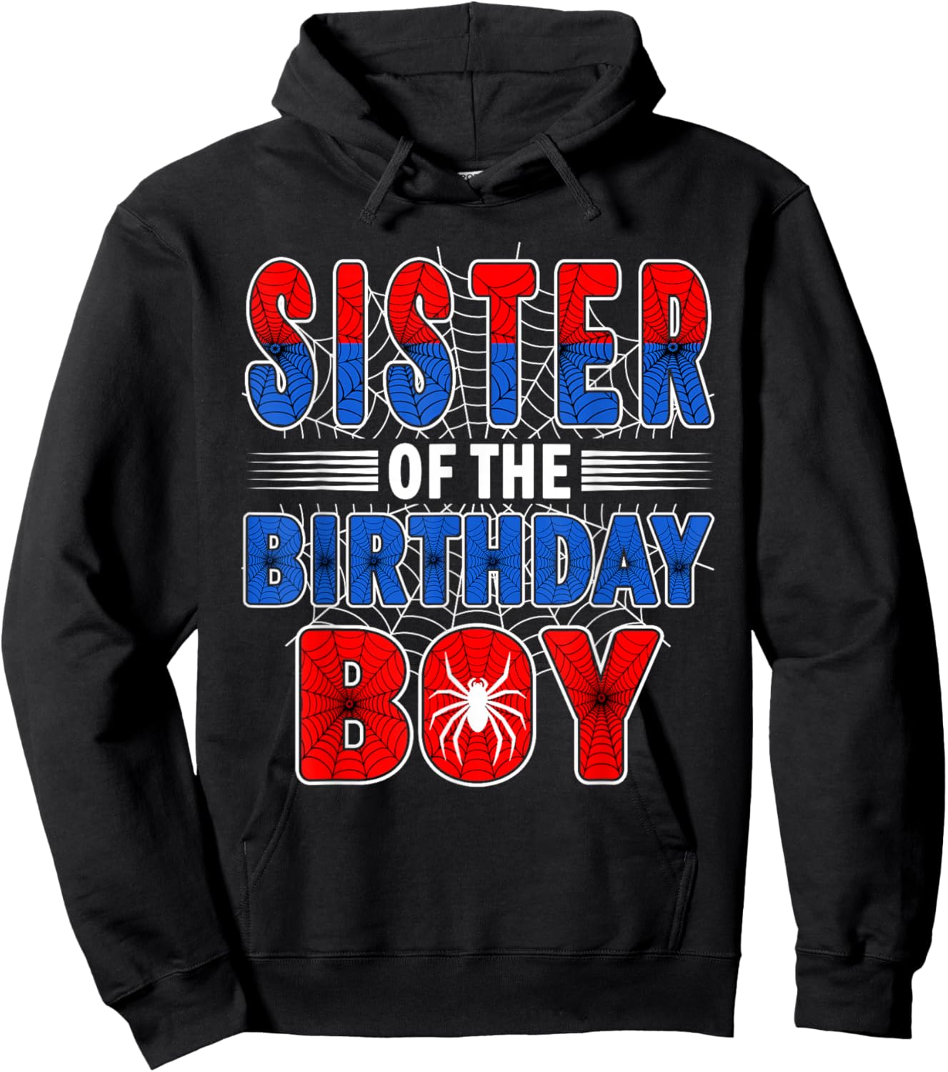 Sister of The Birthday Boy Spider Web Birthday Party Hoodie - Hoodie | Black