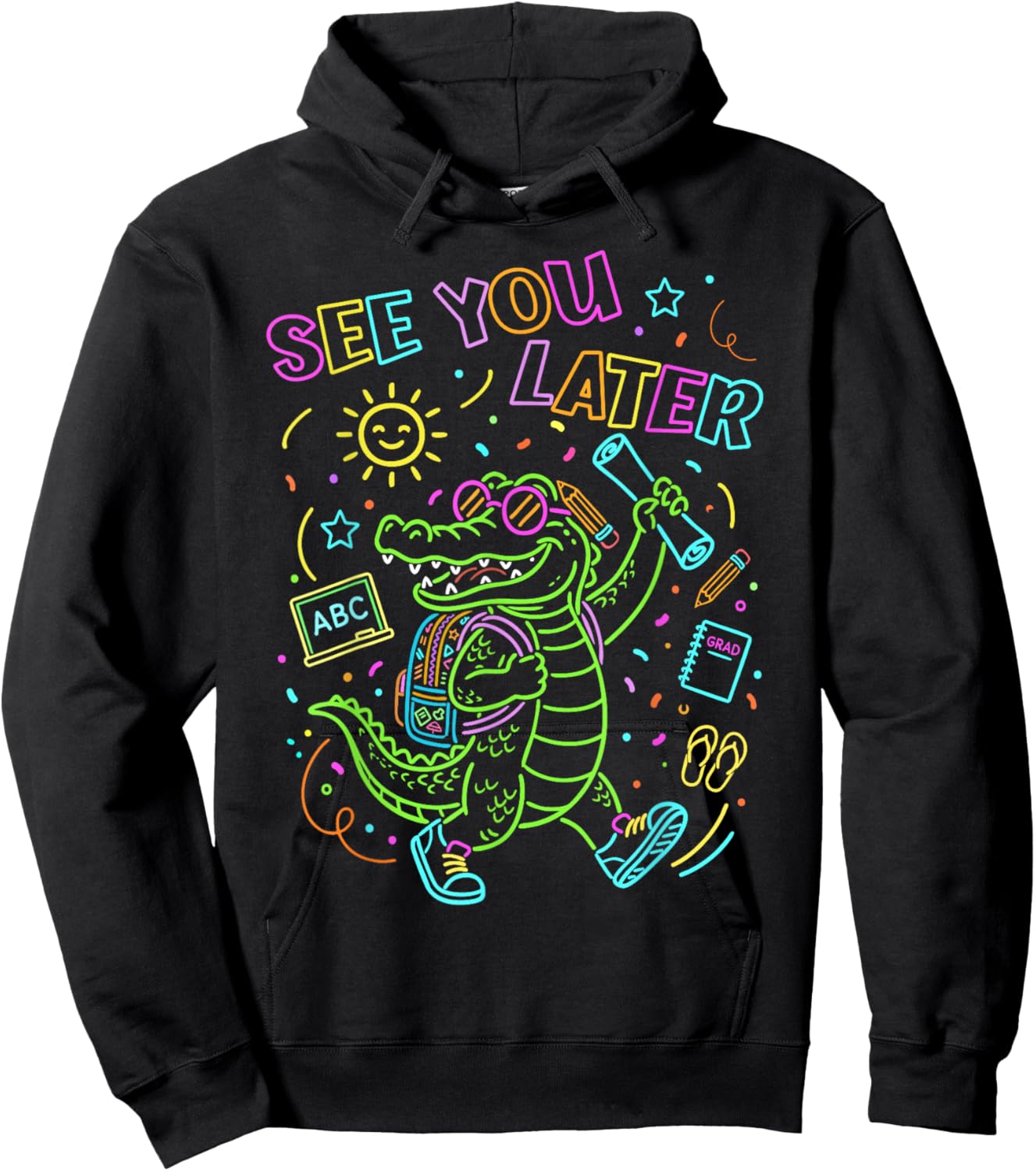 Last Day of School See You Later Kids Teacher Alligator Hoodie - Hoodie | Black