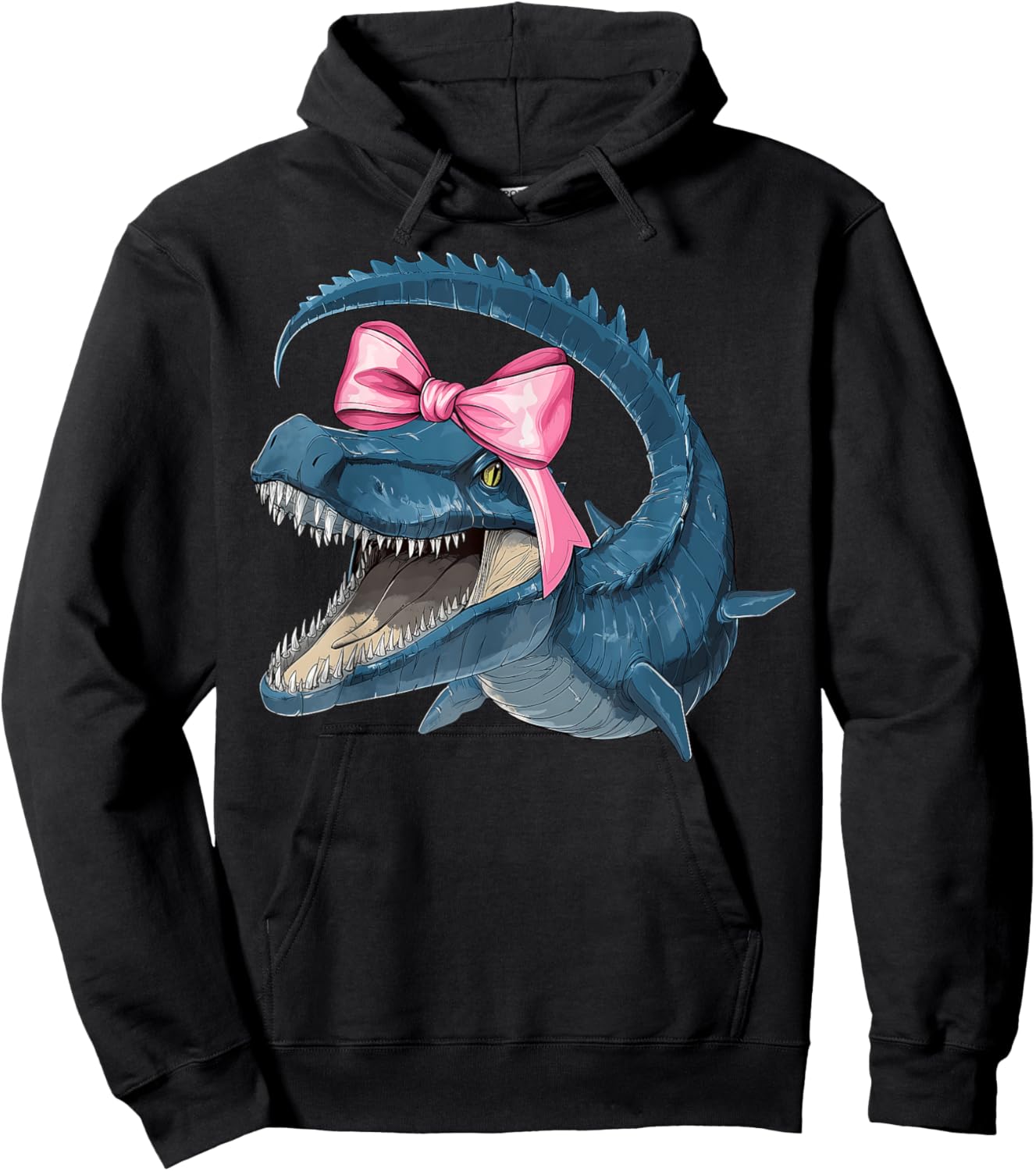 Coquette Bow Mosasaurus Dinosaur Girl Mom Pink Mother's Day Hoodie - Hoodie | Black