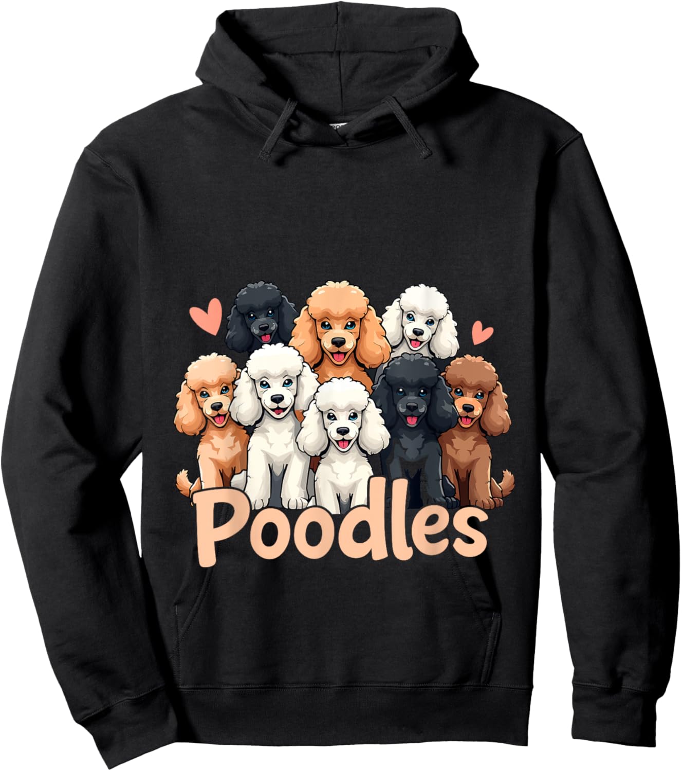 I Love Poodles Shirt Women Girls Kids Cute Poodle Dog Lover Hoodie - Hoodie | Black