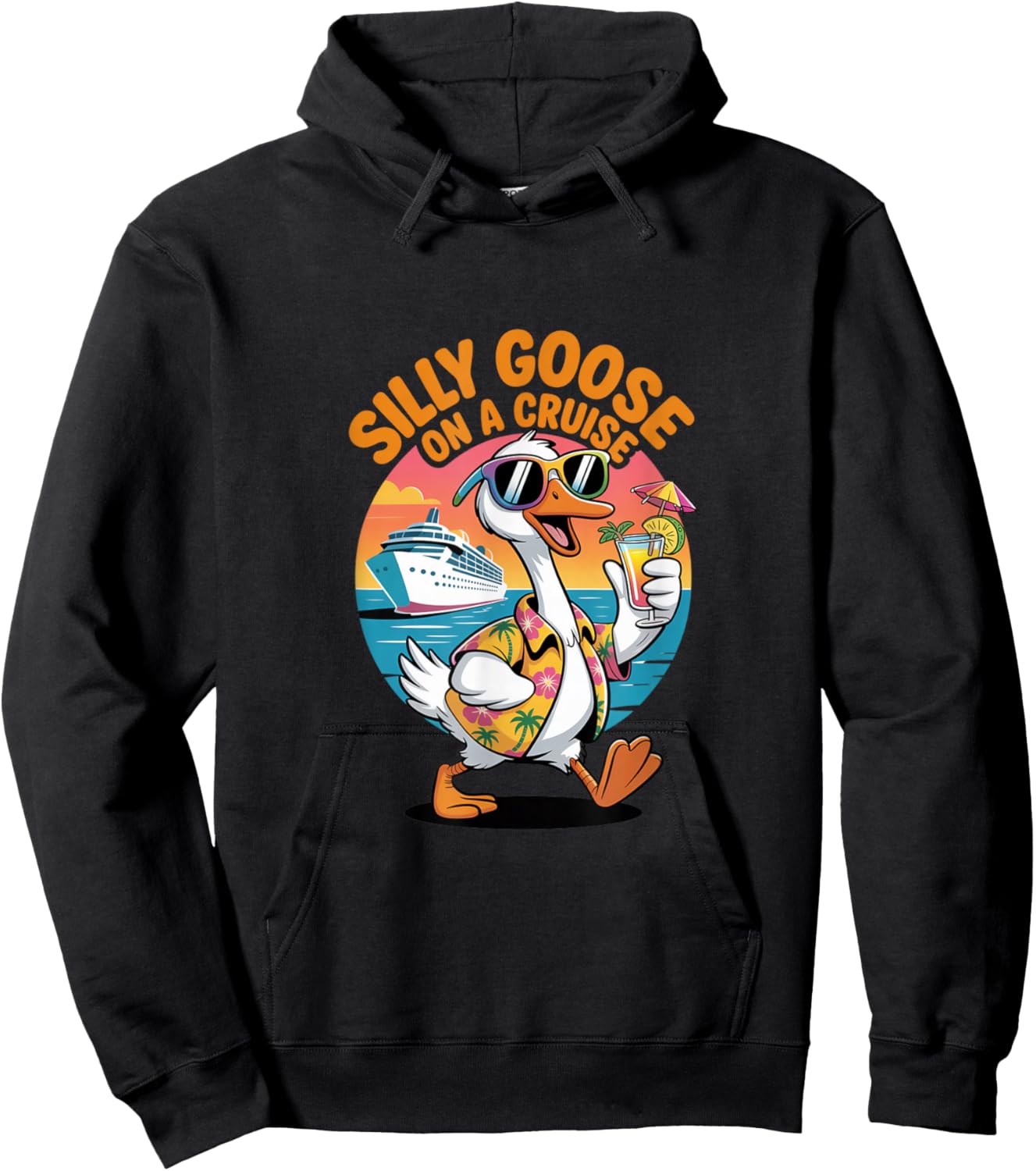 Silly Goose On A Cruise Matching Group Family Hoodie - Hoodie | Black