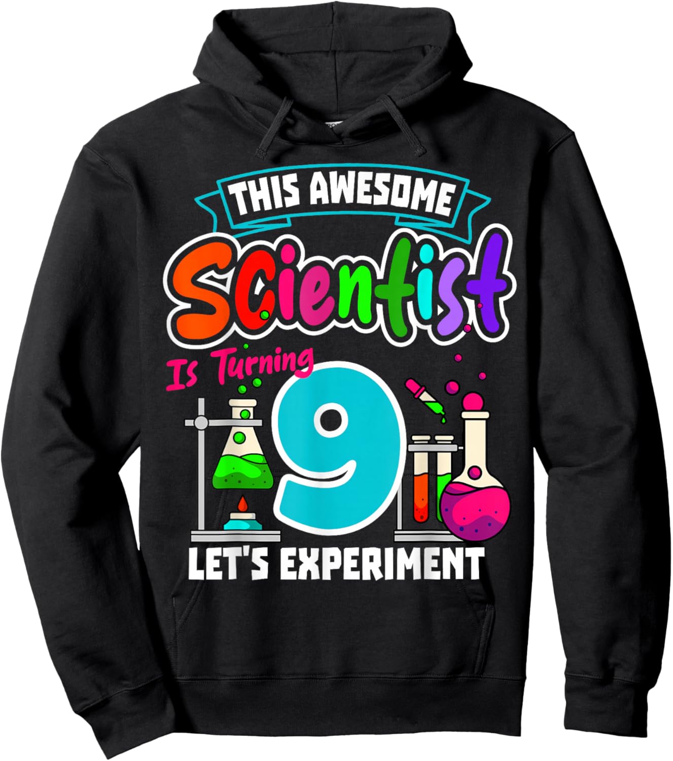 This Awesome Scientist is Turning 9 Science Birthday Hoodie - Hoodie | Black