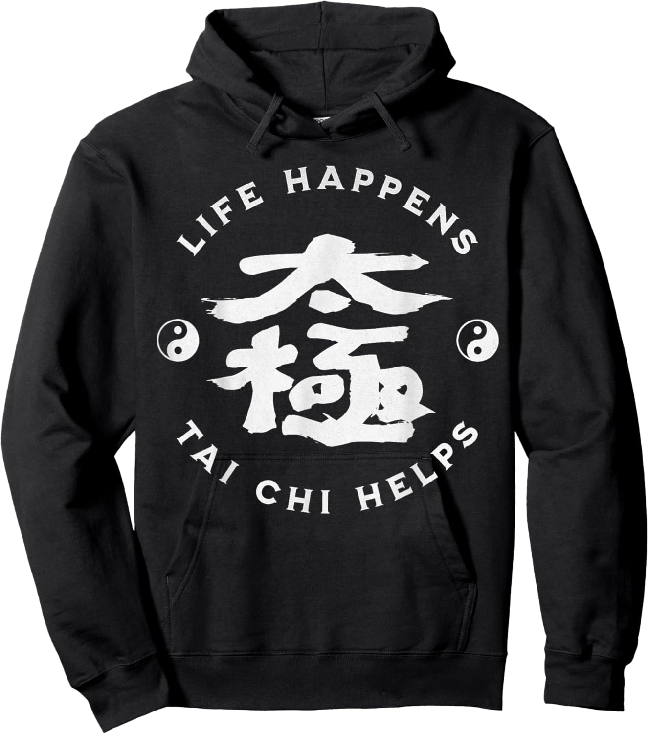 Life Happens Tai Chi Aide la Calligraphie Chinoise Ying & Yang Hoodie - Hoodie | Black