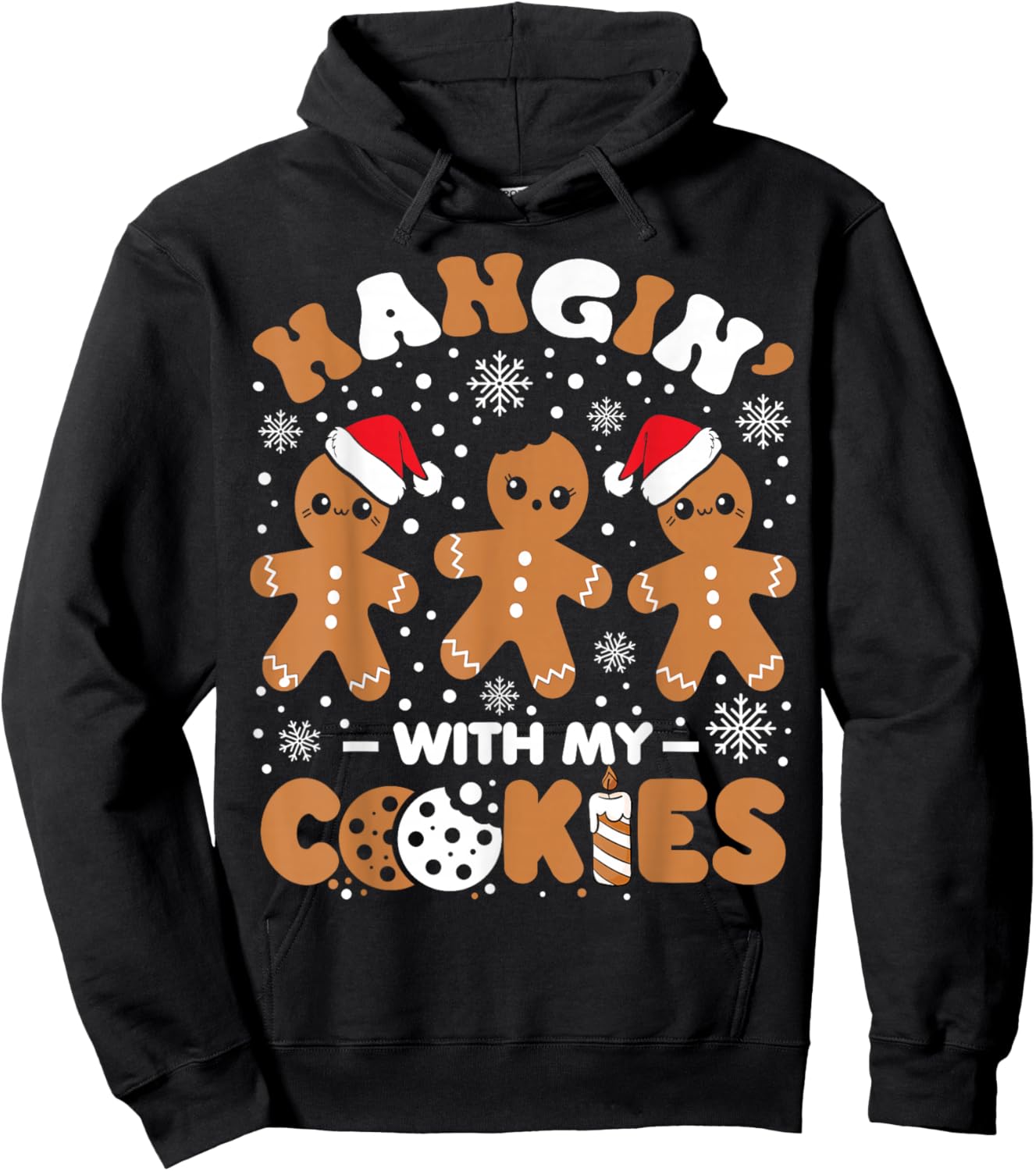 Hangin With My Cookies Gingerbread Women Christmas Teacher Hoodie - Hoodie | Black