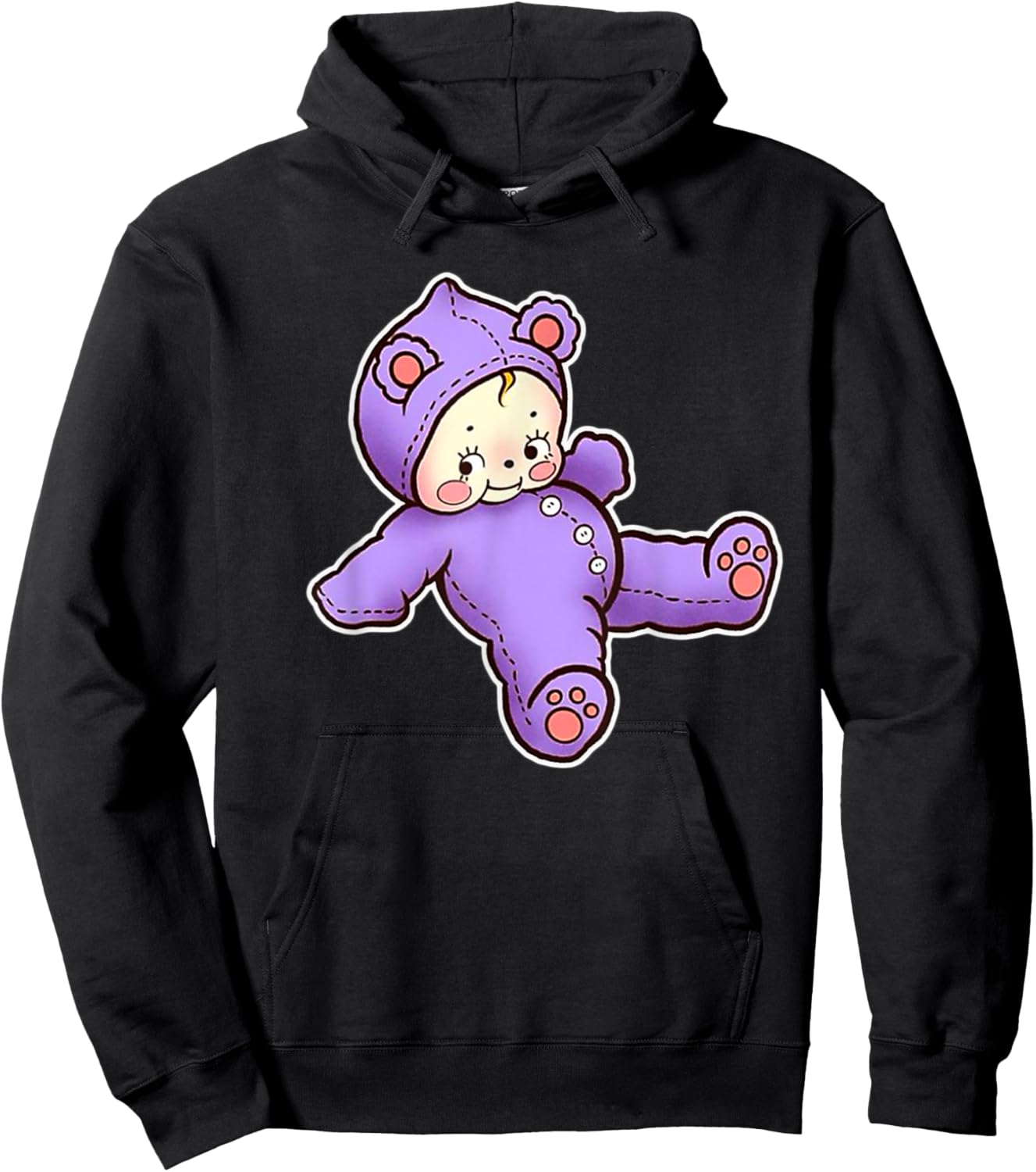 Urban Empyre Kewpie Baby Teddy Bear Cute Kewpie Doll , Small, Black Hoodie - Hoodie | Black