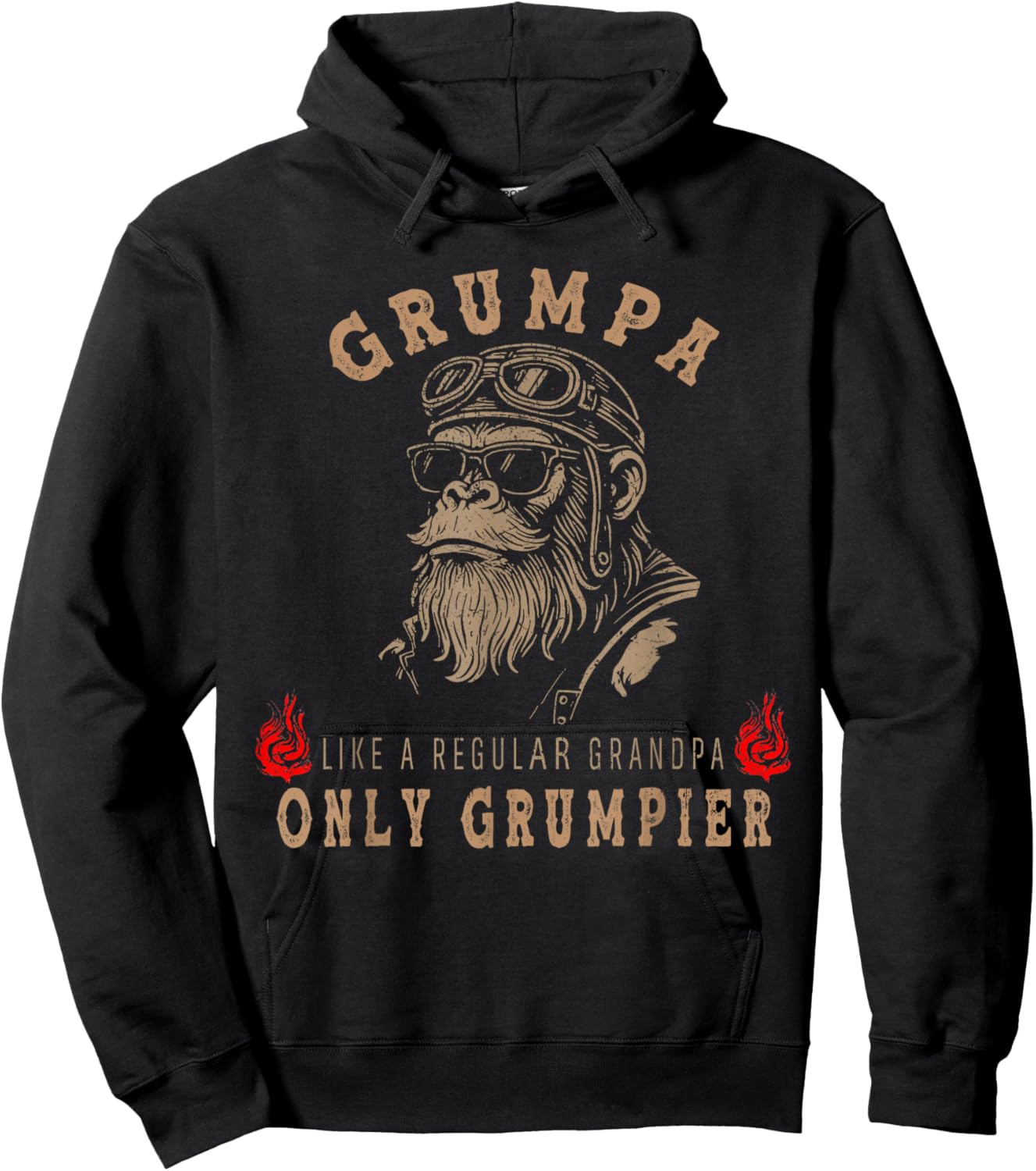 Grumpa Like A Regular Grandpa Only Grumpier Monkey Hoodie - Hoodie | Black