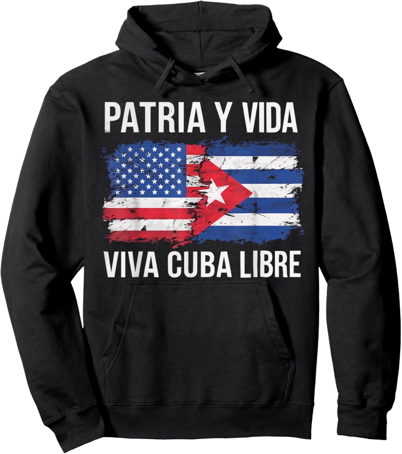 Half Cuban Half American Country USA Flag Cuba America Hoodie - Hoodie | Black