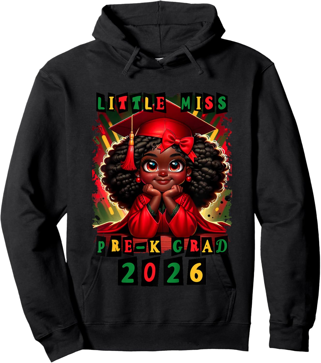 Little Miss Pre-K Grad 2026 Black Girl Preschool Graduation Hoodie - Hoodie | Black