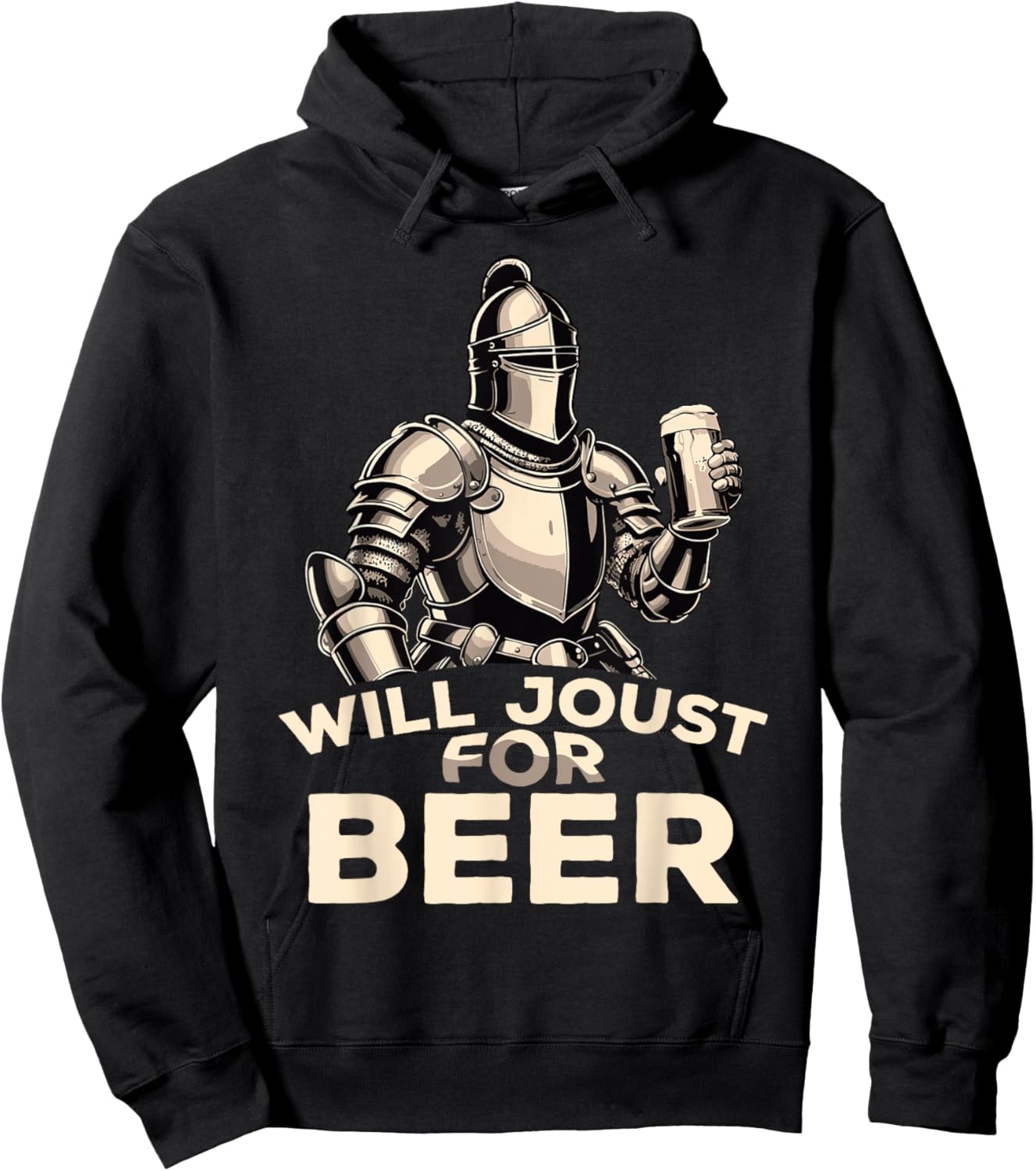 Will Joust For Beer Funny Knight Medieval Jousting Ren Faire Hoodie - Hoodie | Black
