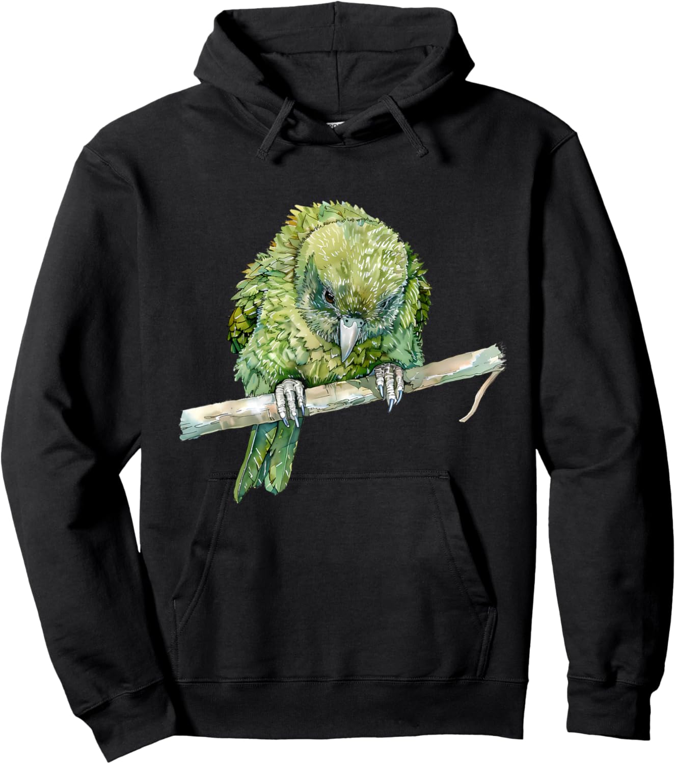 Kakapo Parrot Animal Print Drawing Wildlife Kakapo Lover Hoodie - Hoodie | Black