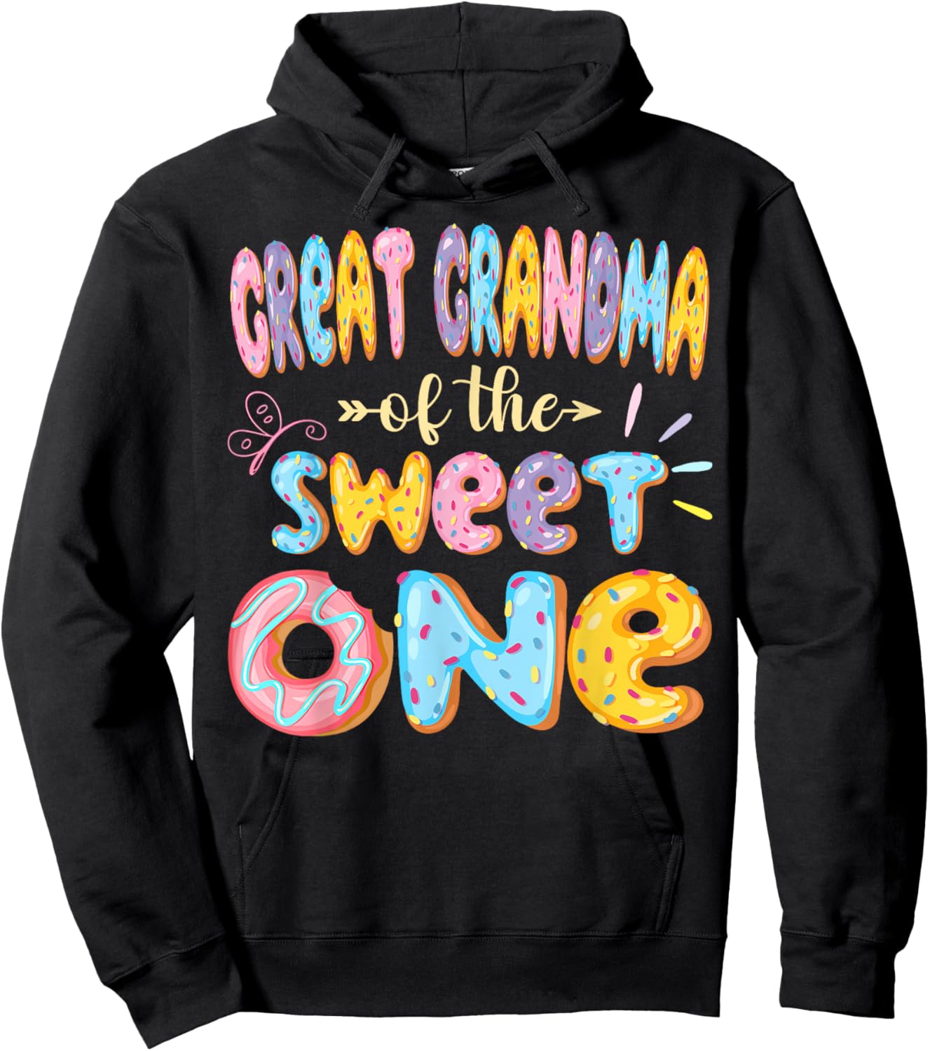 Great Grandma Of The Sweet One 1St Birthday Girl Donut Hoodie - Hoodie | Black