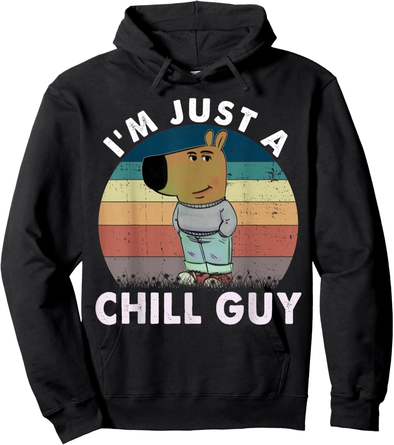 Vintage I'm Just A Chill Guy Funny Meme Hoodie - Hoodie | Black