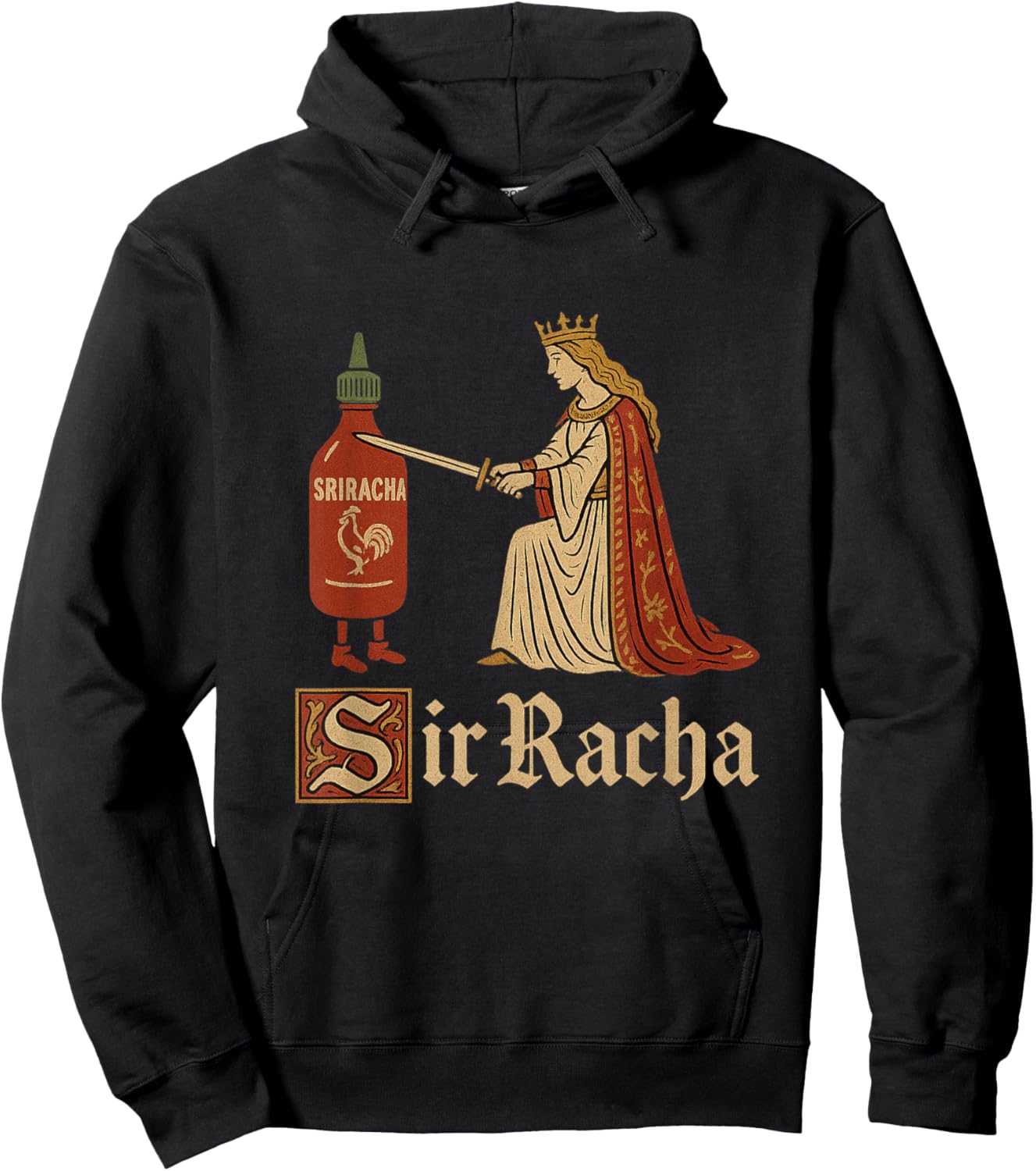 Sir Racha Sriracha Funny Gen Z Brain Red Meme Raunchy Humour Hoodie - Hoodie | Black