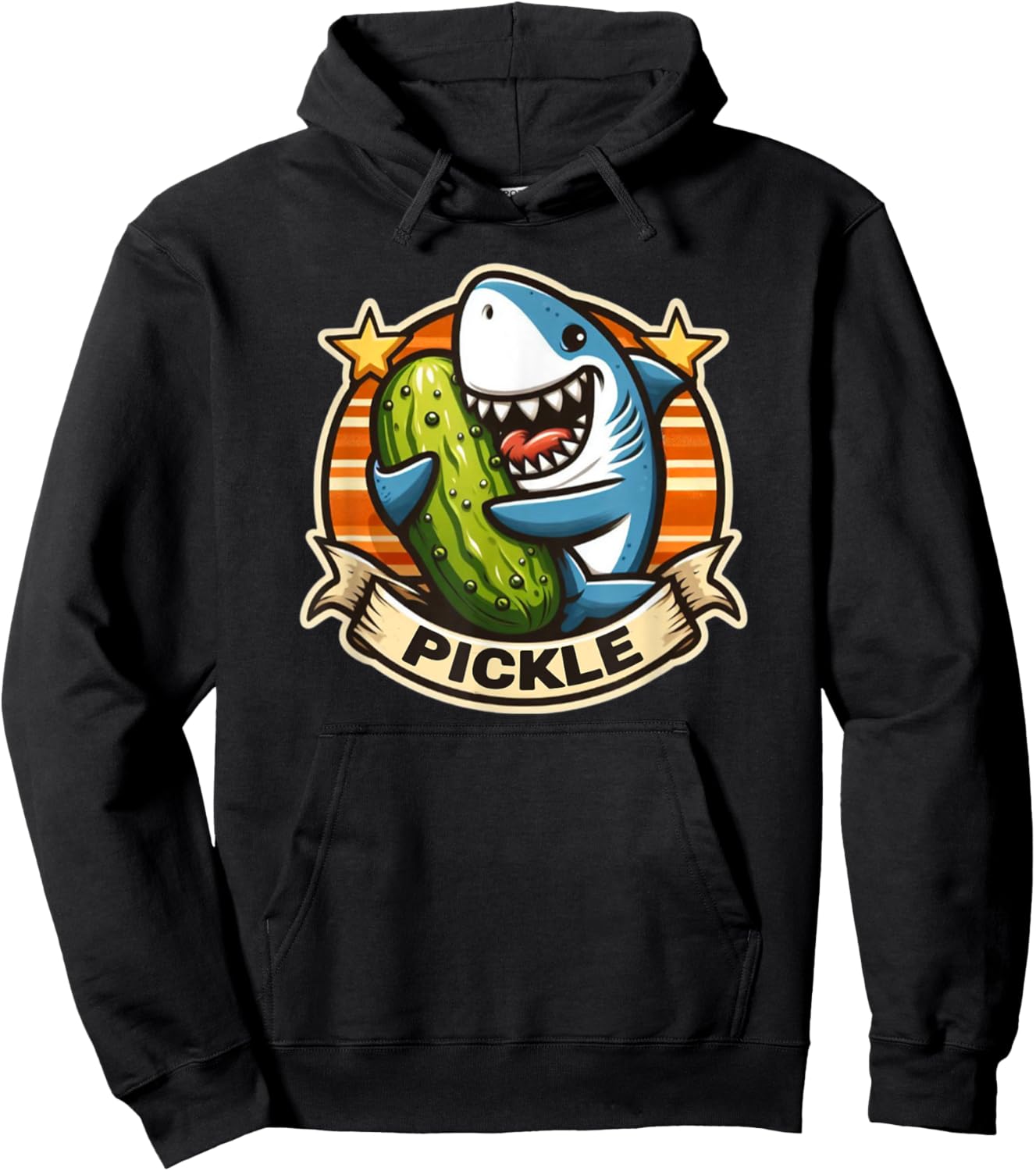 Shark Loves Pickles Vintage Hoodie - Hoodie | Black
