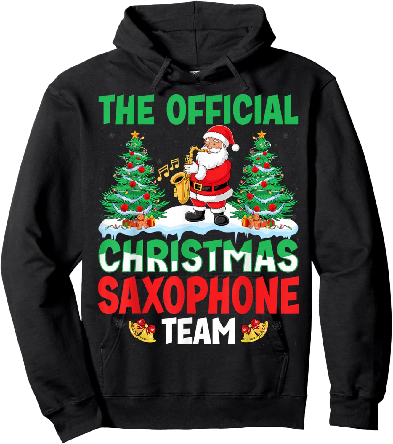 Christmas Saxophone Team Santa Saxophone Player Xmas Hoodie - Hoodie | Black