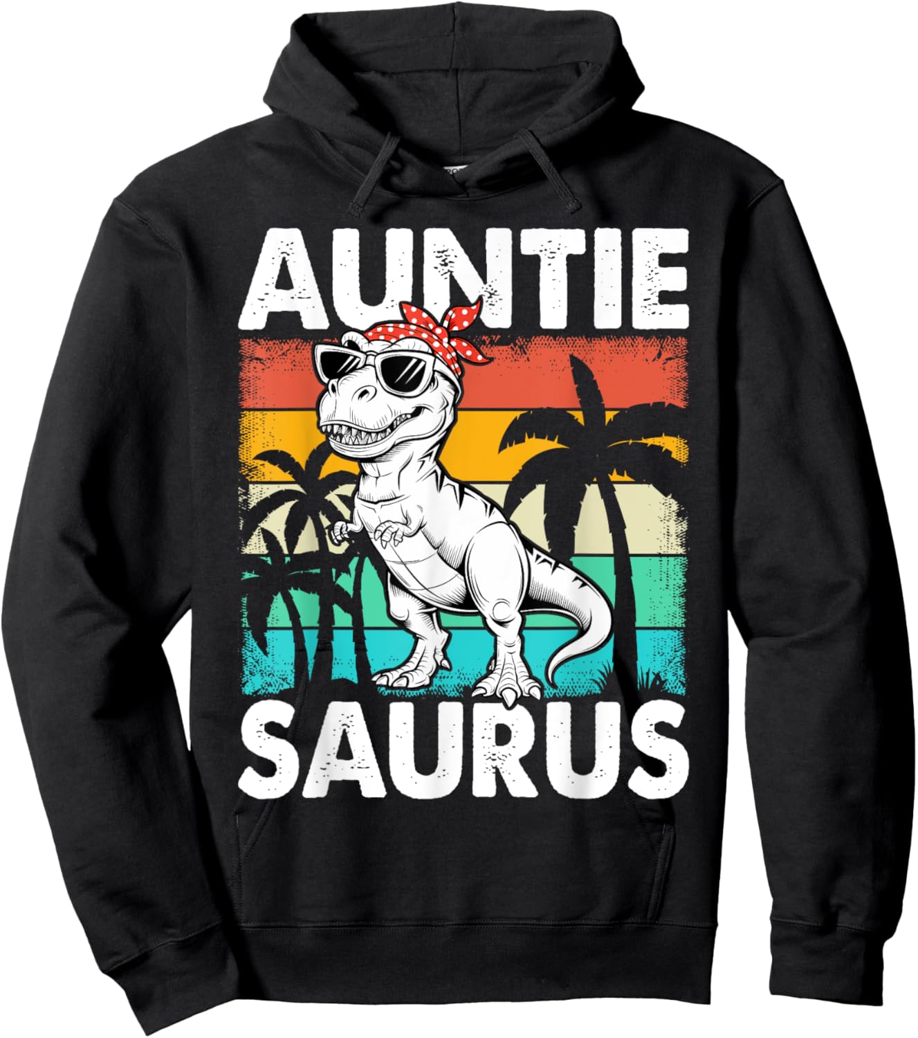 Auntiesaurus T Rex Dinosaur Auntie Saurus Family Matching Hoodie - Hoodie | Black