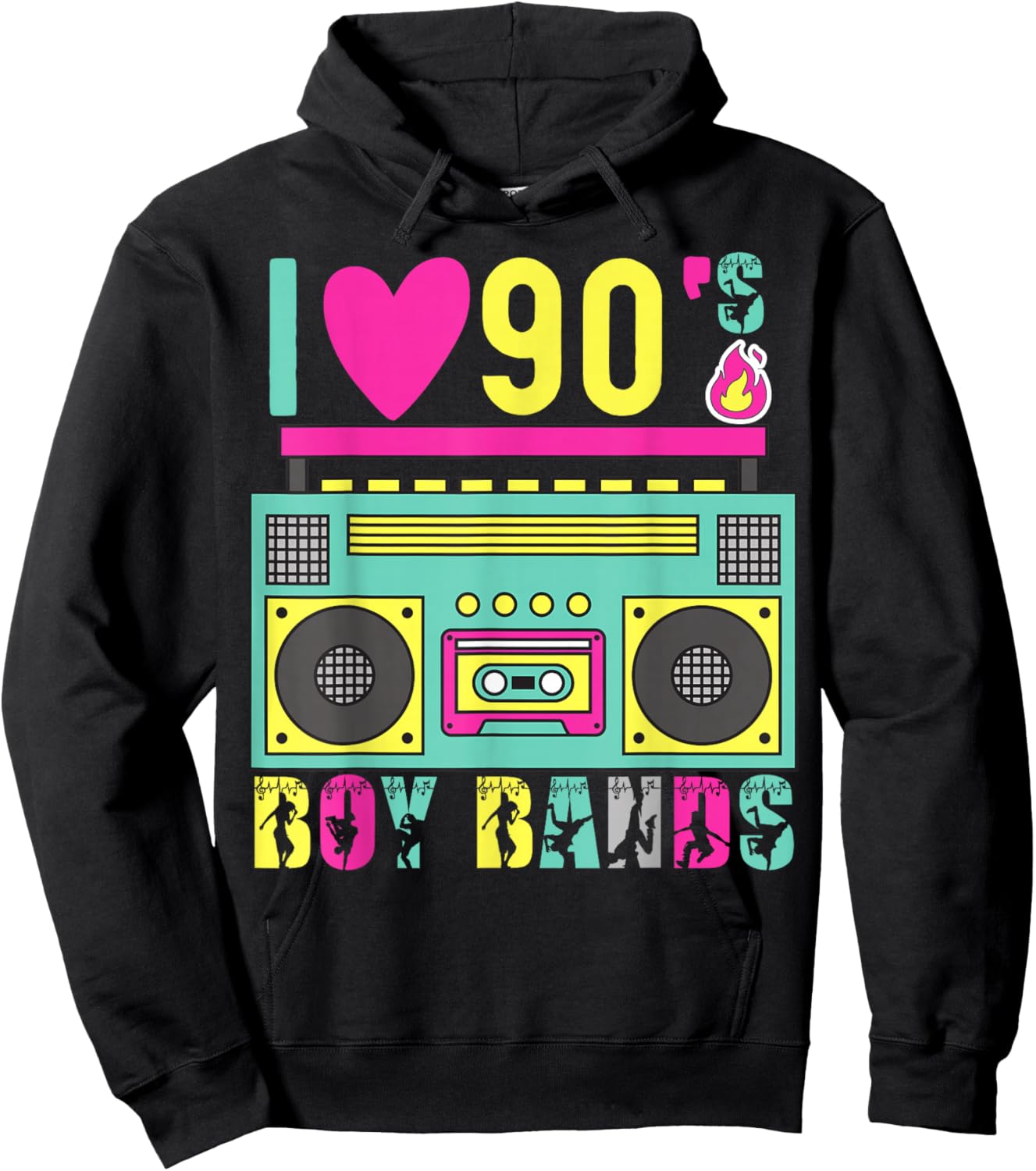 Funny 90s Theme Party Music Dance I Love 90s Boy Bands Hoodie - Hoodie | Black