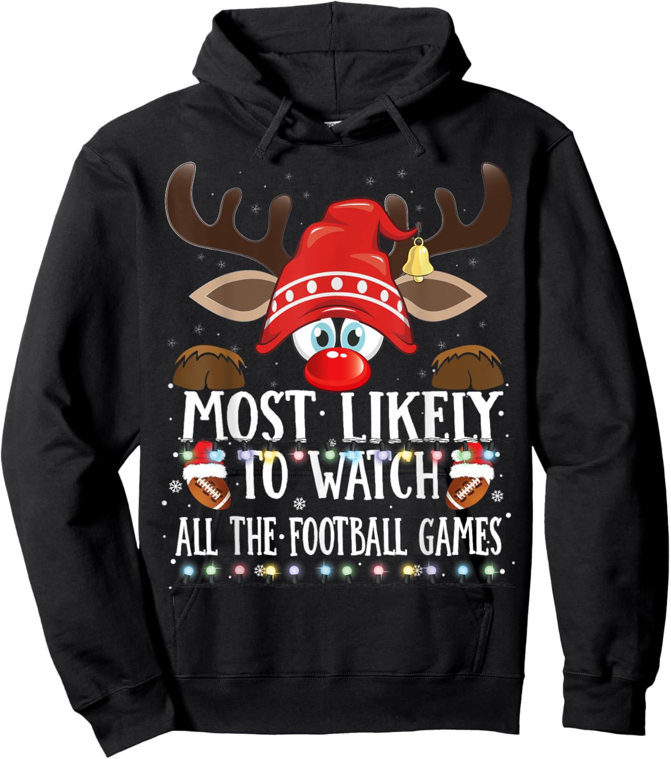 Christmas Matching Most Likely To Watch Football Games PJS Hoodie - Hoodie | Black