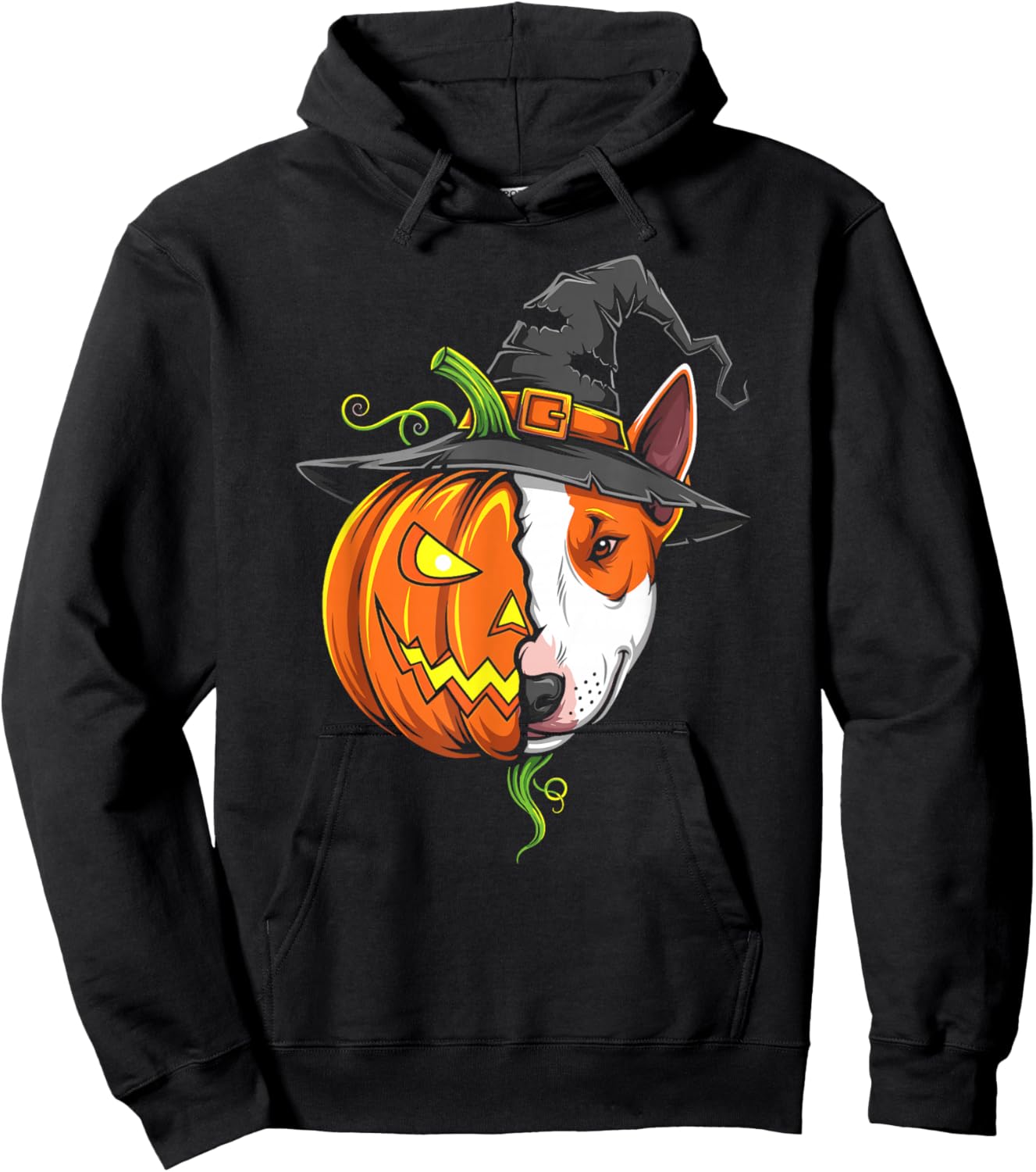 Bull Terrier Pumpkin Jack O Lantern Halloween Hoodie - Hoodie | Black