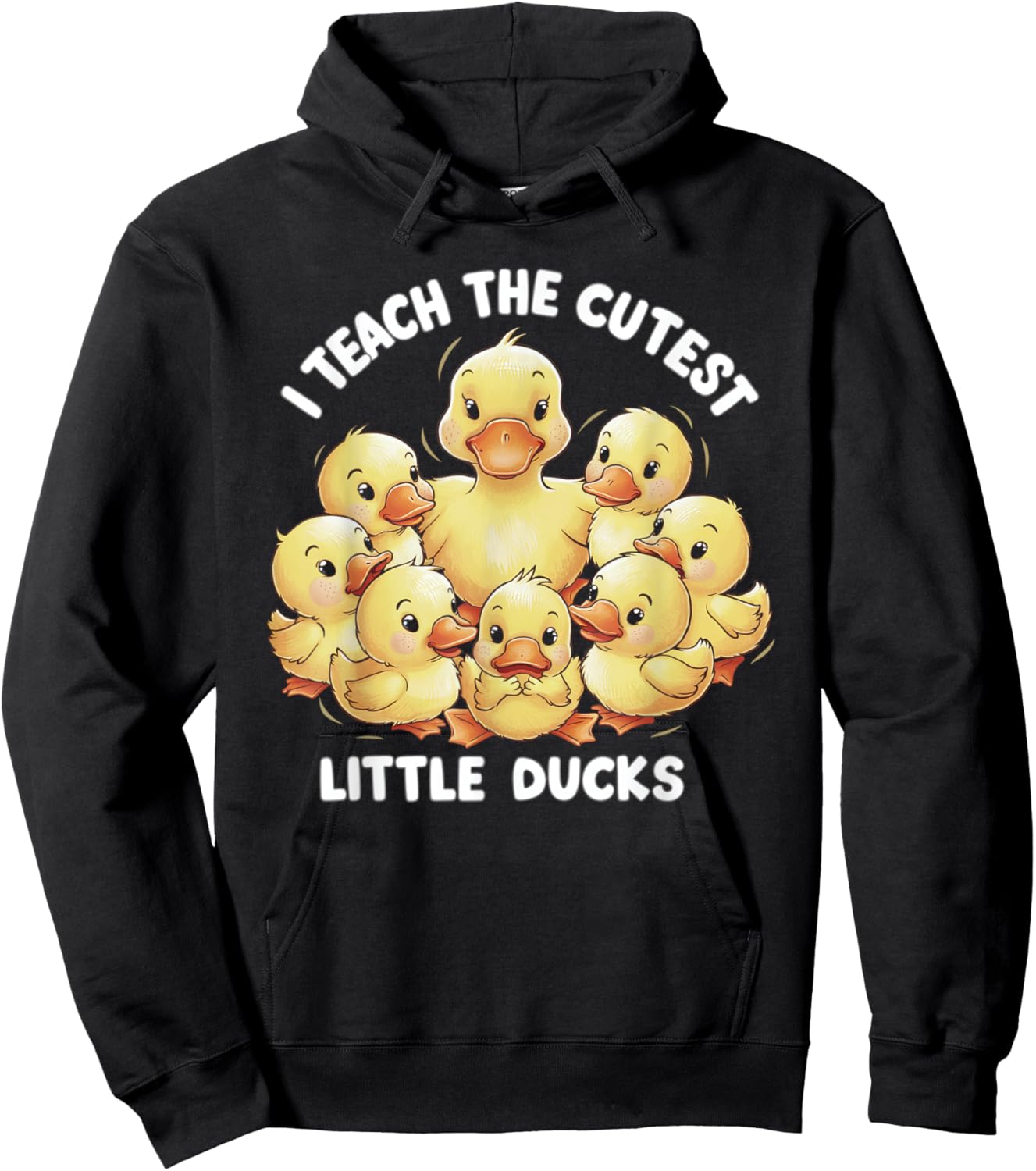 I Teach Cutest Little Ducks Kindergarten Era Teacher Gifts Hoodie - Hoodie | Black