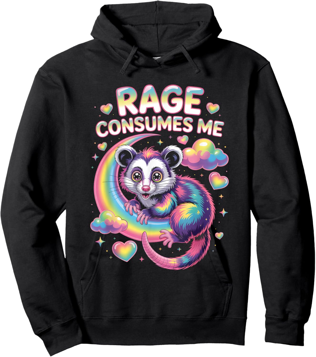 Cute Possum Rage Consumes Me T Shirt Hoodie - Hoodie | Black