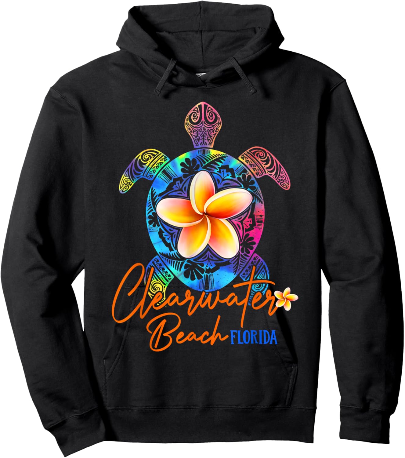 Clearwater Beach Florida Tie Dye Sea Turtle Vacation 2025 Women Girls Kids Hoodie - Hoodie | Black
