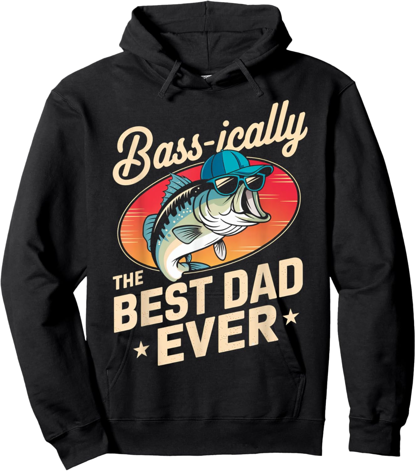 Bass-ically The Best Dad Ever Funny Fishing Father Gift Hoodie - Hoodie | Black