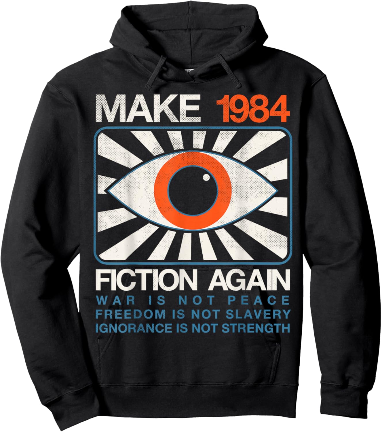 Make 1984 Fiction Again Dystopian Distressed Hoodie - Hoodie | Black