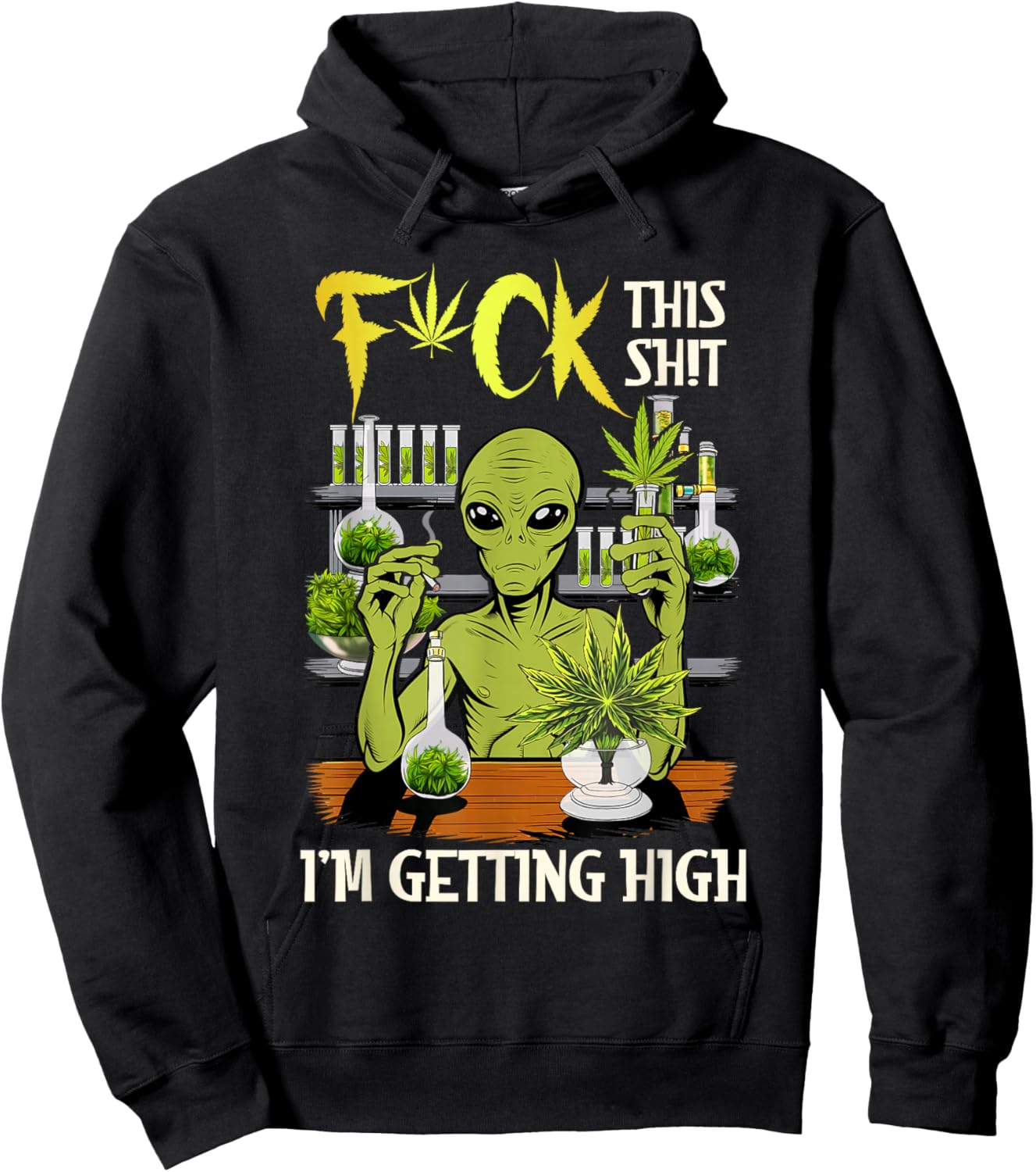 Cannabis Weed Lover Alien Smoking 420 Ich werde high Hoodie - Hoodie | Black