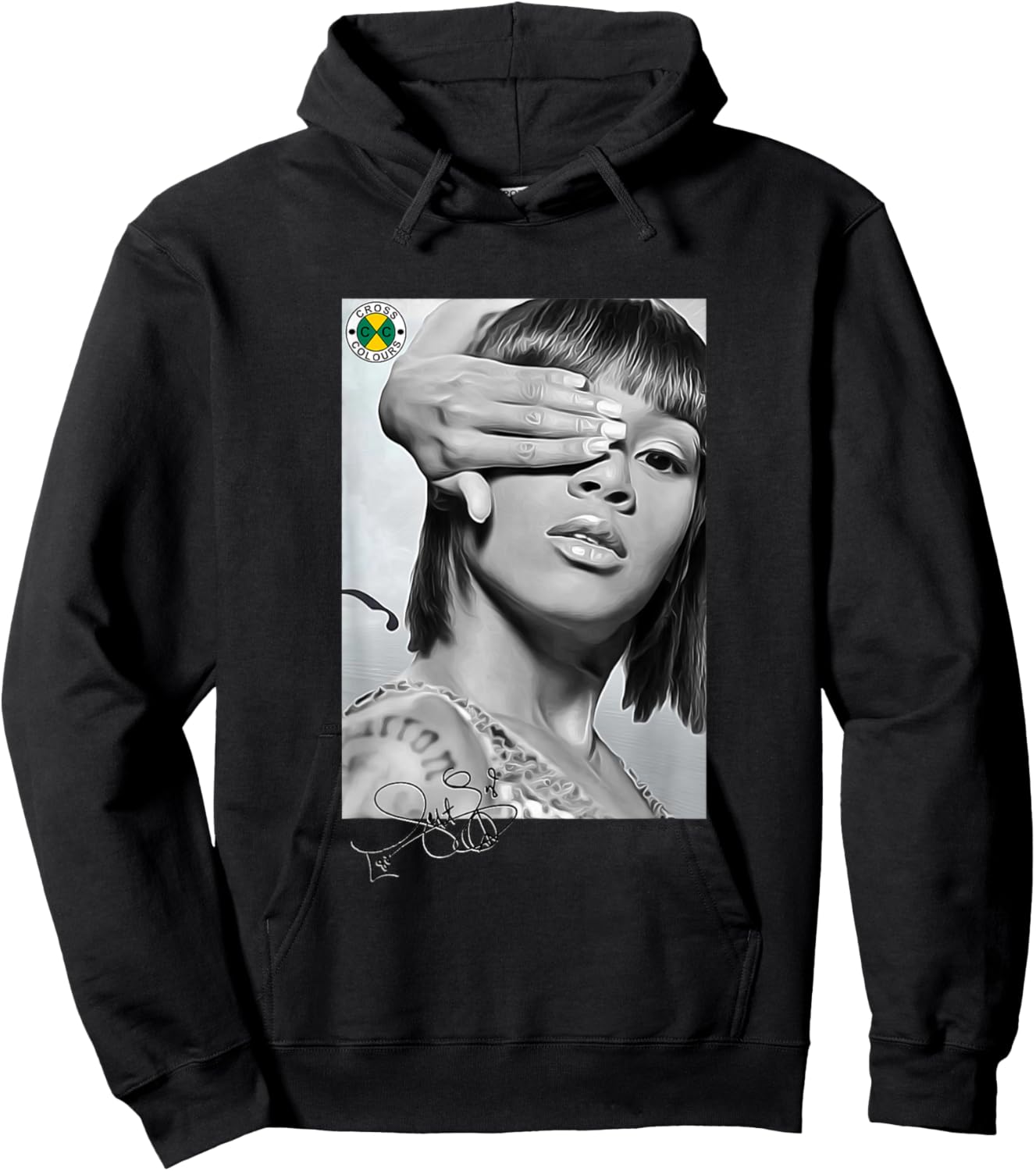 CROSS COLOURS Lisa Left Eye Lopes Legacy | 1990's Vintage Legends Adult Hoodie - Hoodie | Black