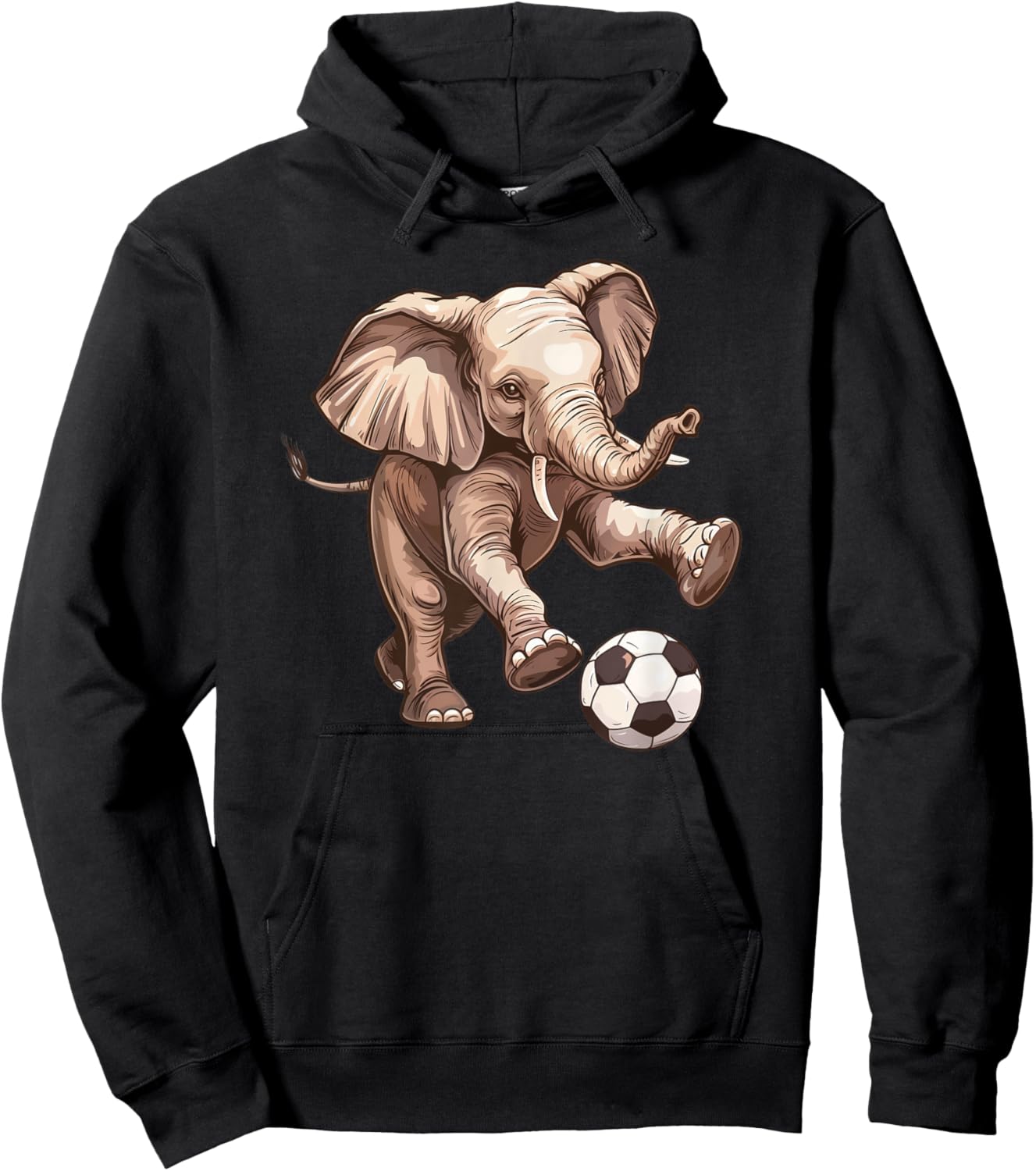 Elephant Playing Soccer - Cute Futbol Playing Elephant Hoodie - Hoodie | Black