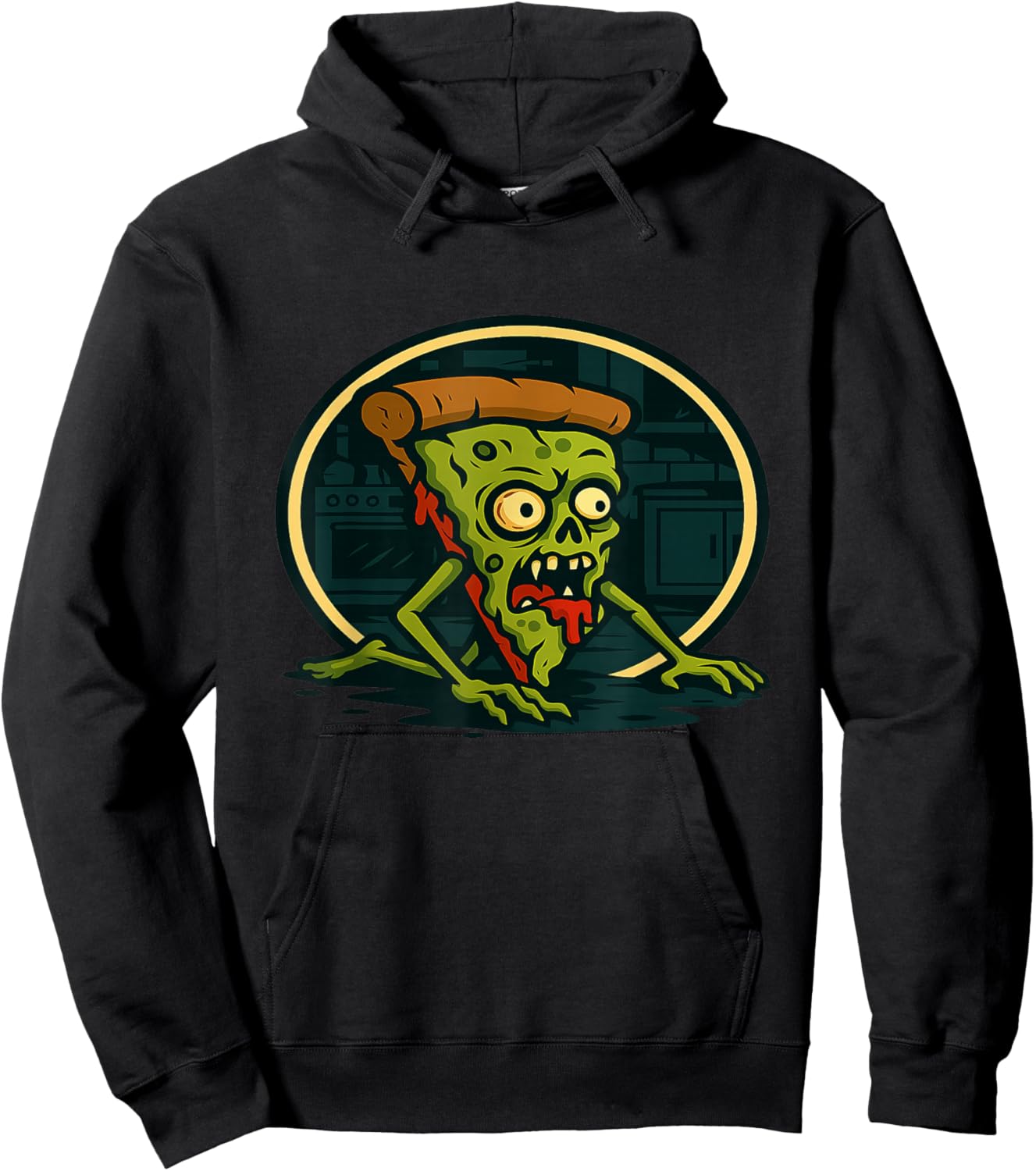 Gory Zombie Pizza Slice Creepy Horror Halloween Artwork Hoodie - Hoodie | Black