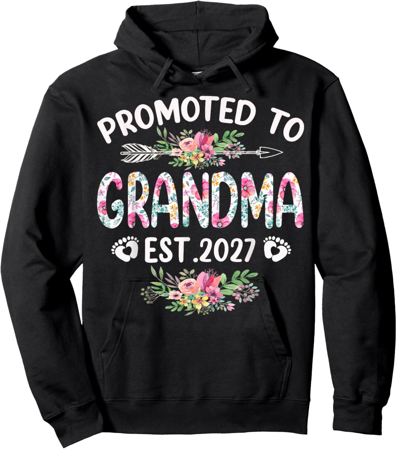1st Time Grandma EST 2027 New First Grandma 2027 Hoodie - Hoodie | Black