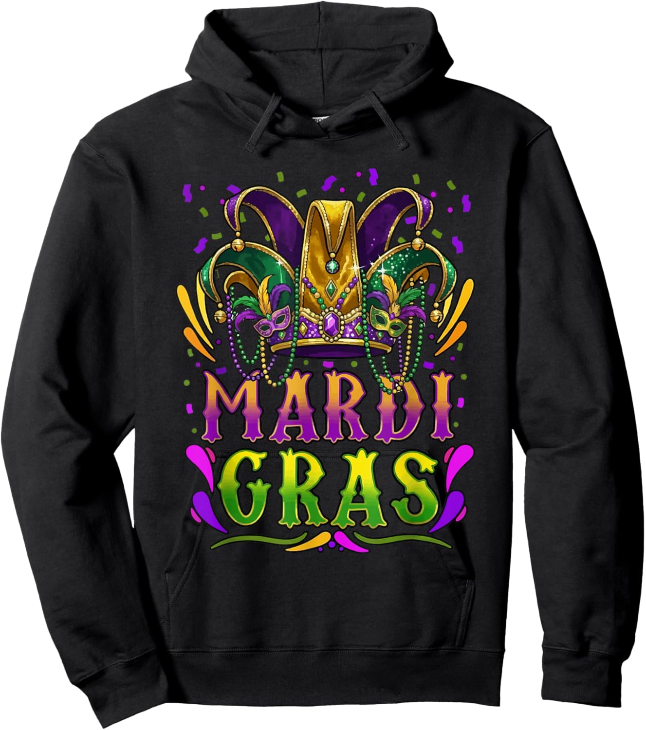 Mardi Gras Funny Carnival Hat Men Women Boys Girls Hoodie - Hoodie | Black