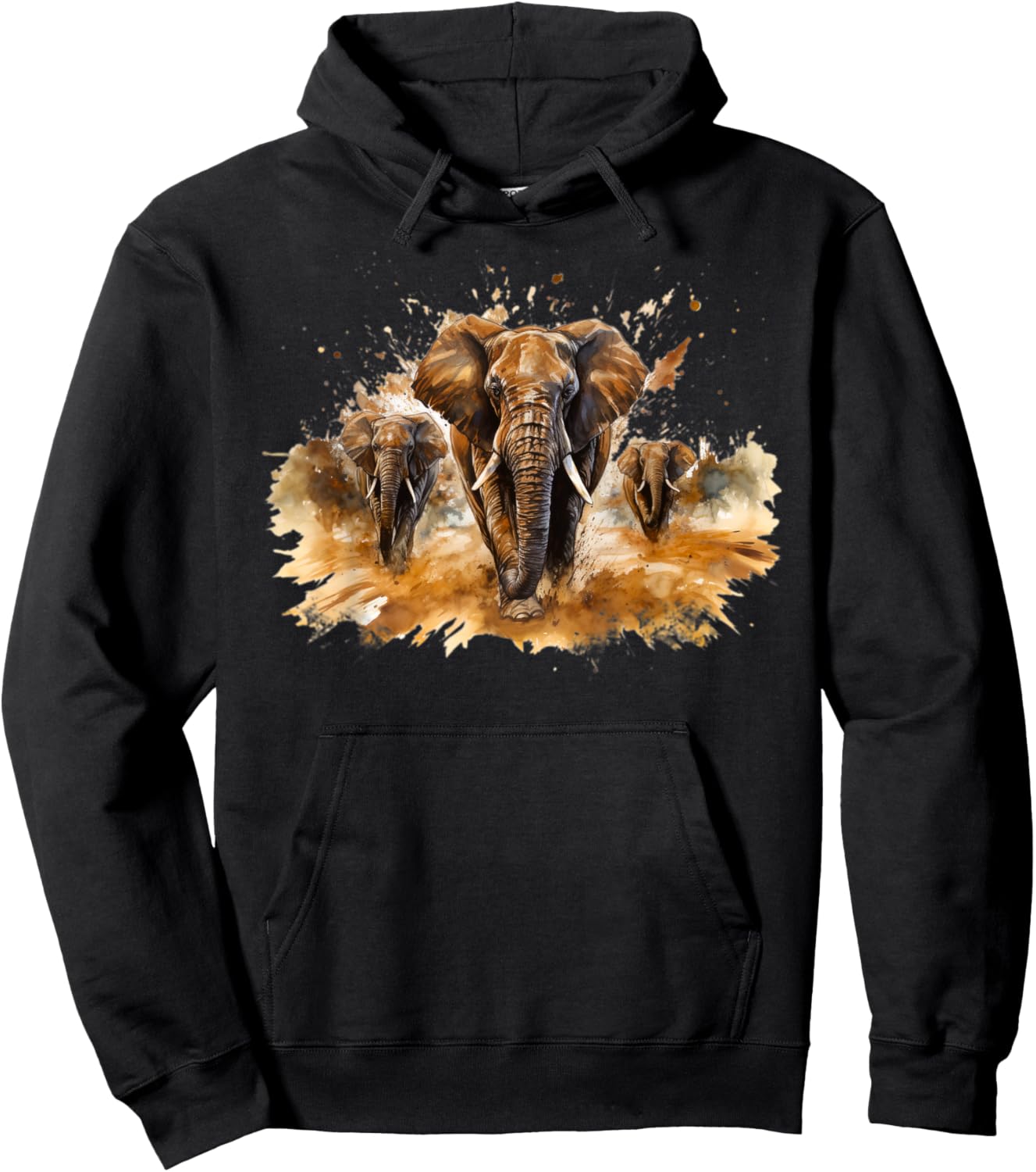 Fierce Majestic Powerful Charging Wildlife Elephant Hoodie - Hoodie | Black