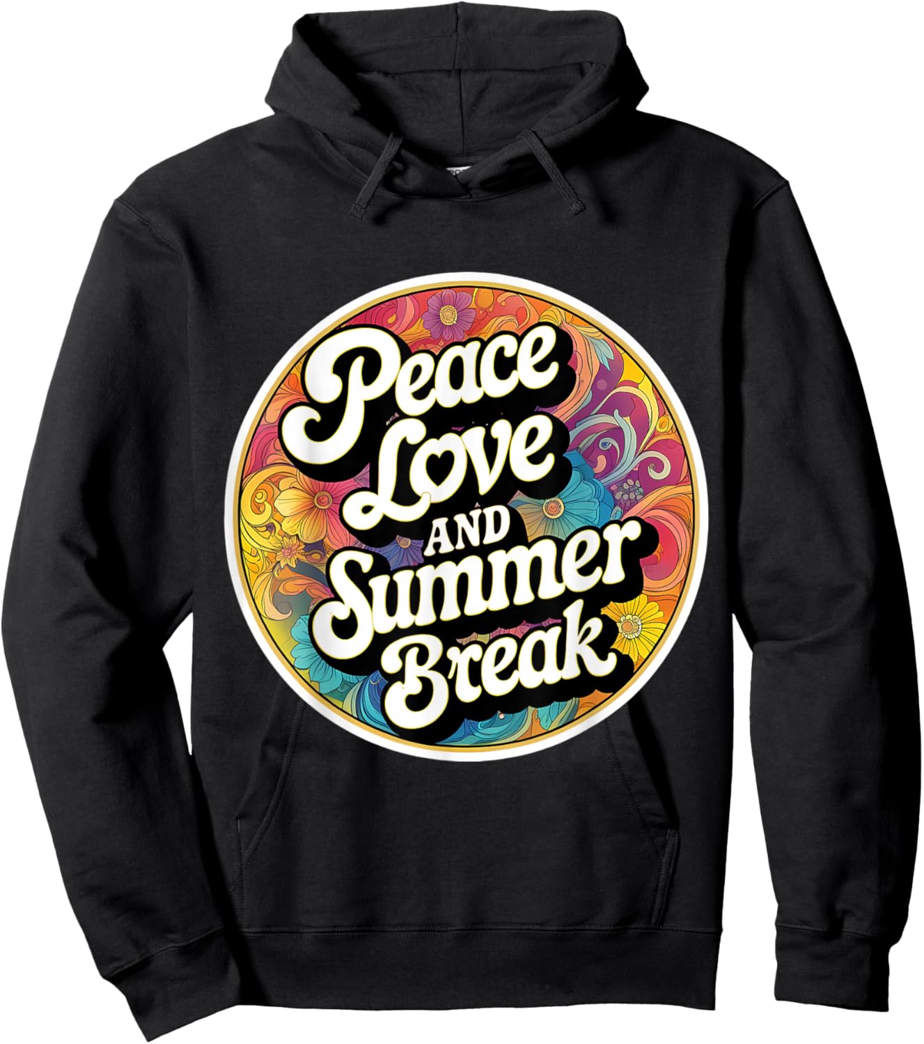 Peace Love And Summer Break Vacation Teacher Student Retro Hoodie - Hoodie | Black