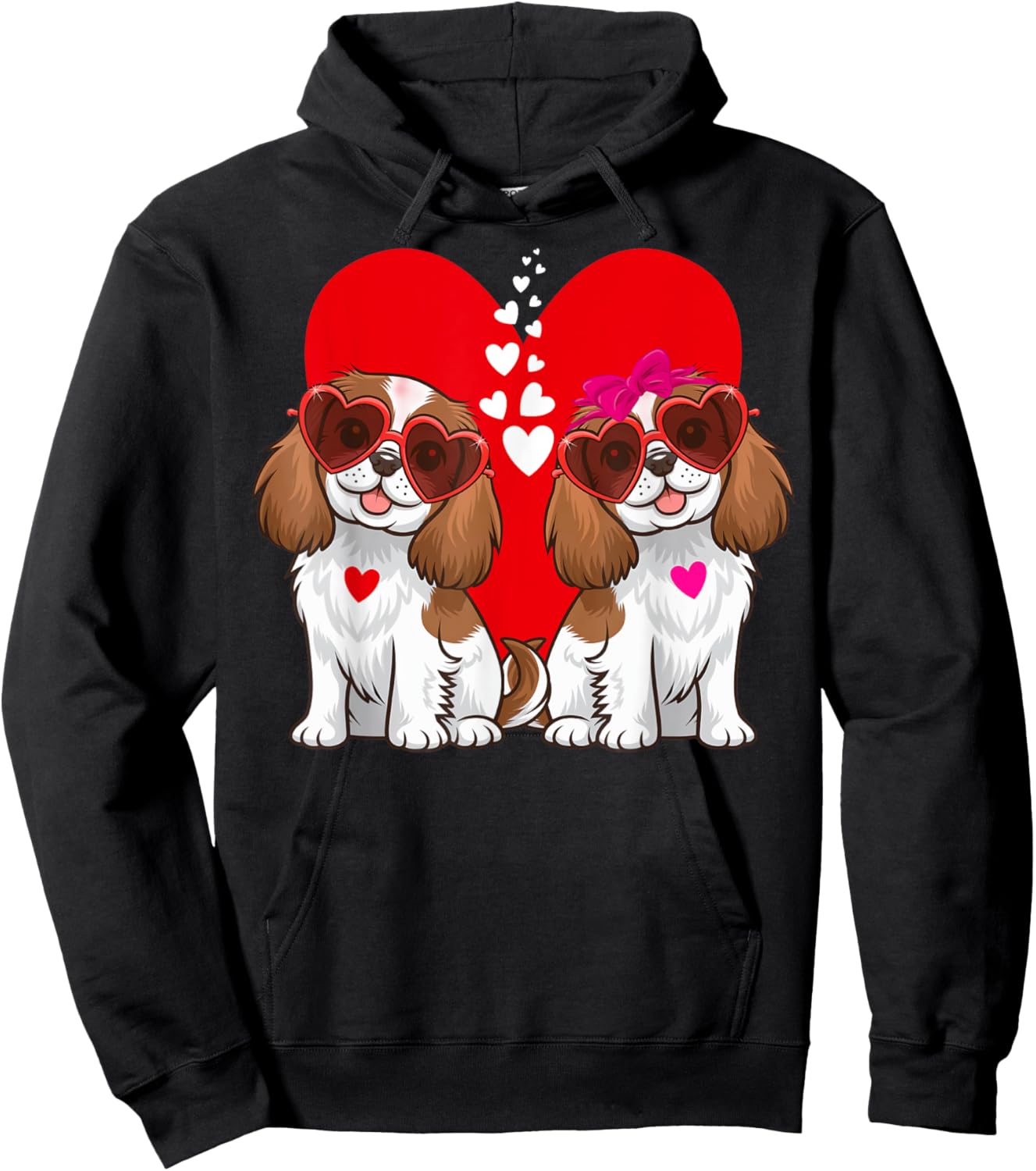 Cavalier King Charles Spaniel Dog Matching Couple Valentine Hoodie - Hoodie | Black
