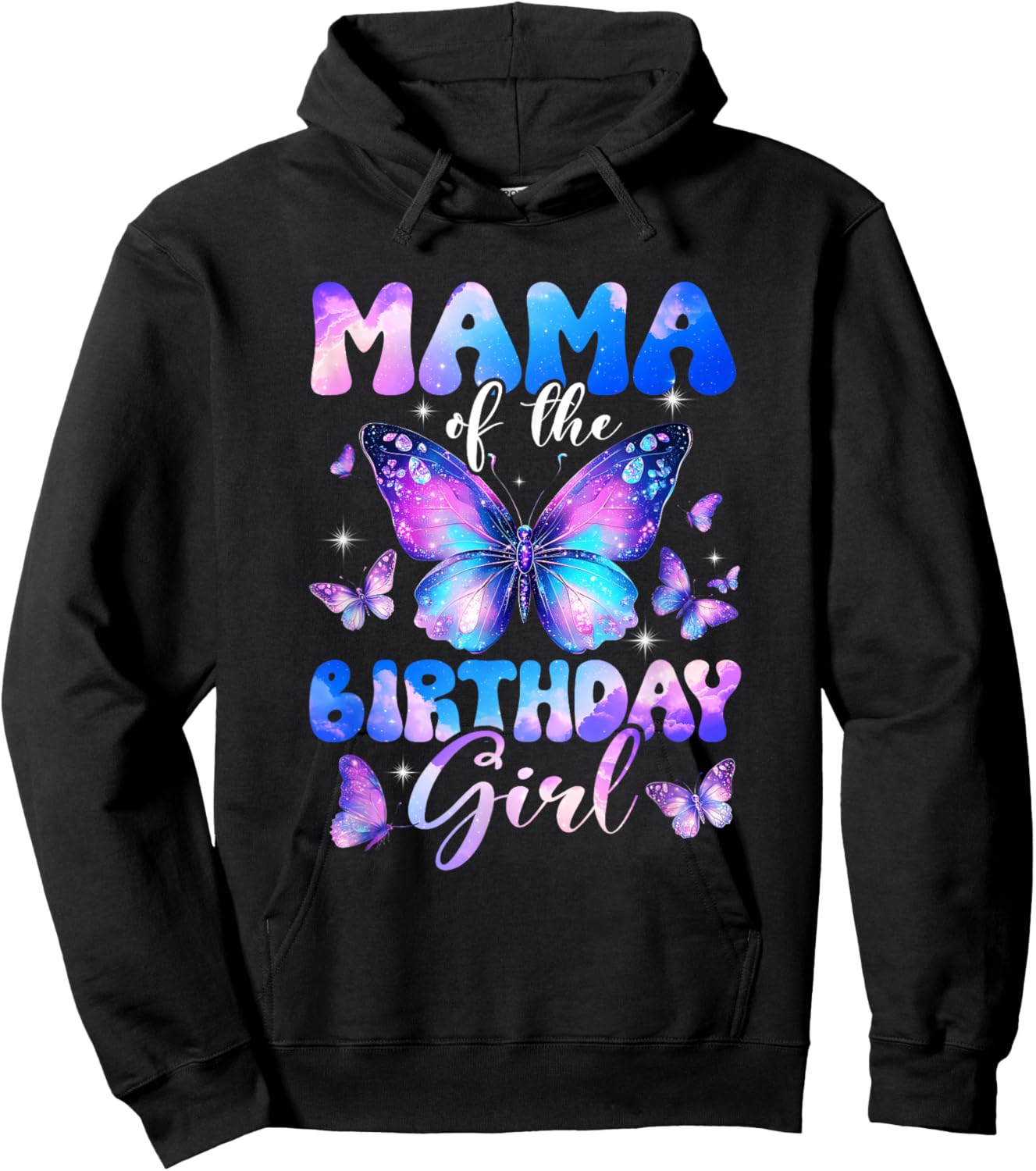Mama of The Birthday Girl Butterfly Family Matching Hoodie - Hoodie | Black