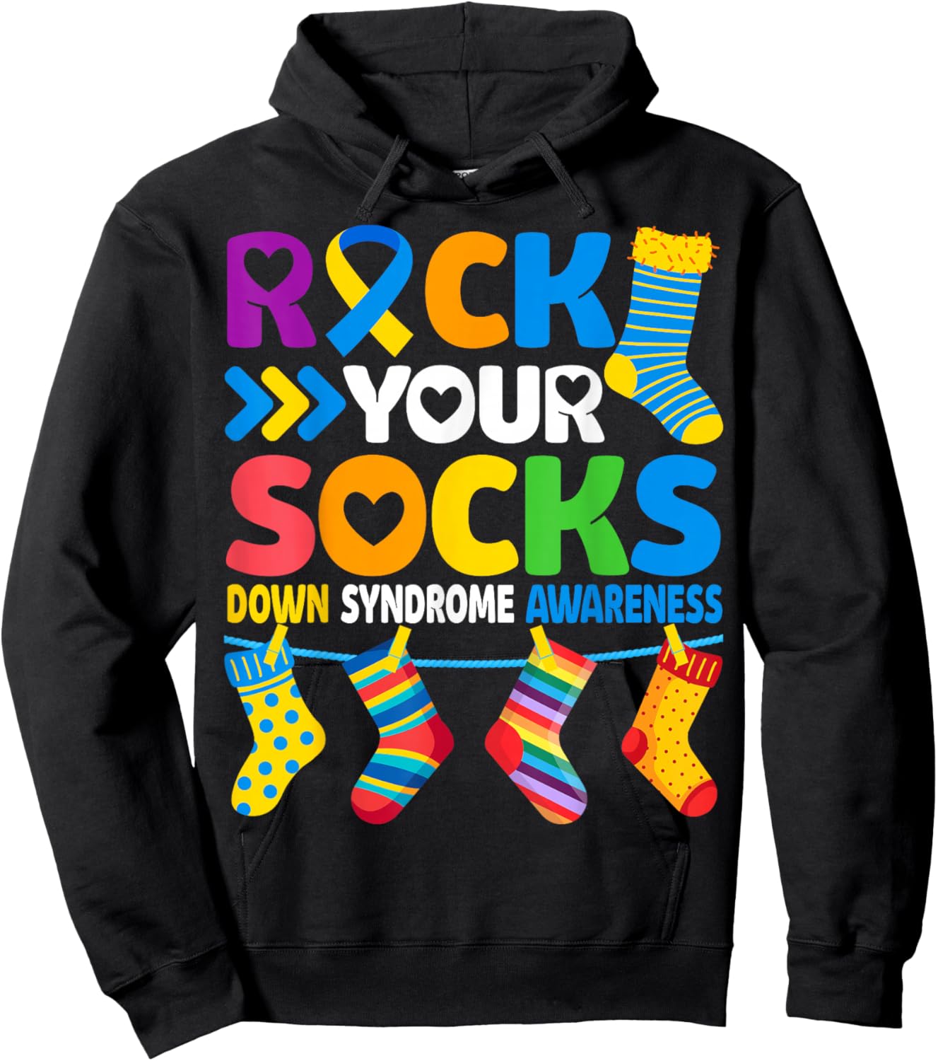 World Down Syndrome Awareness Rock Your Socks Men Women Kids Hoodie - Hoodie | Black