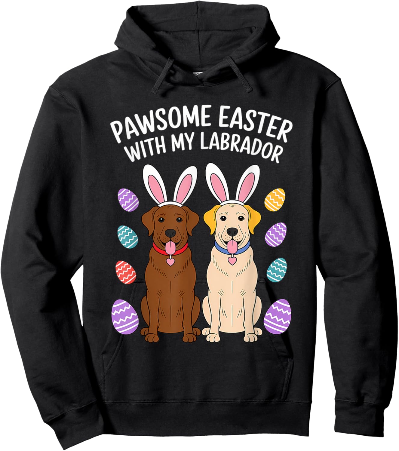 Labrador Retriever Bunny Springs Eggs Easter Lab Dog Women Hoodie - Hoodie | Black