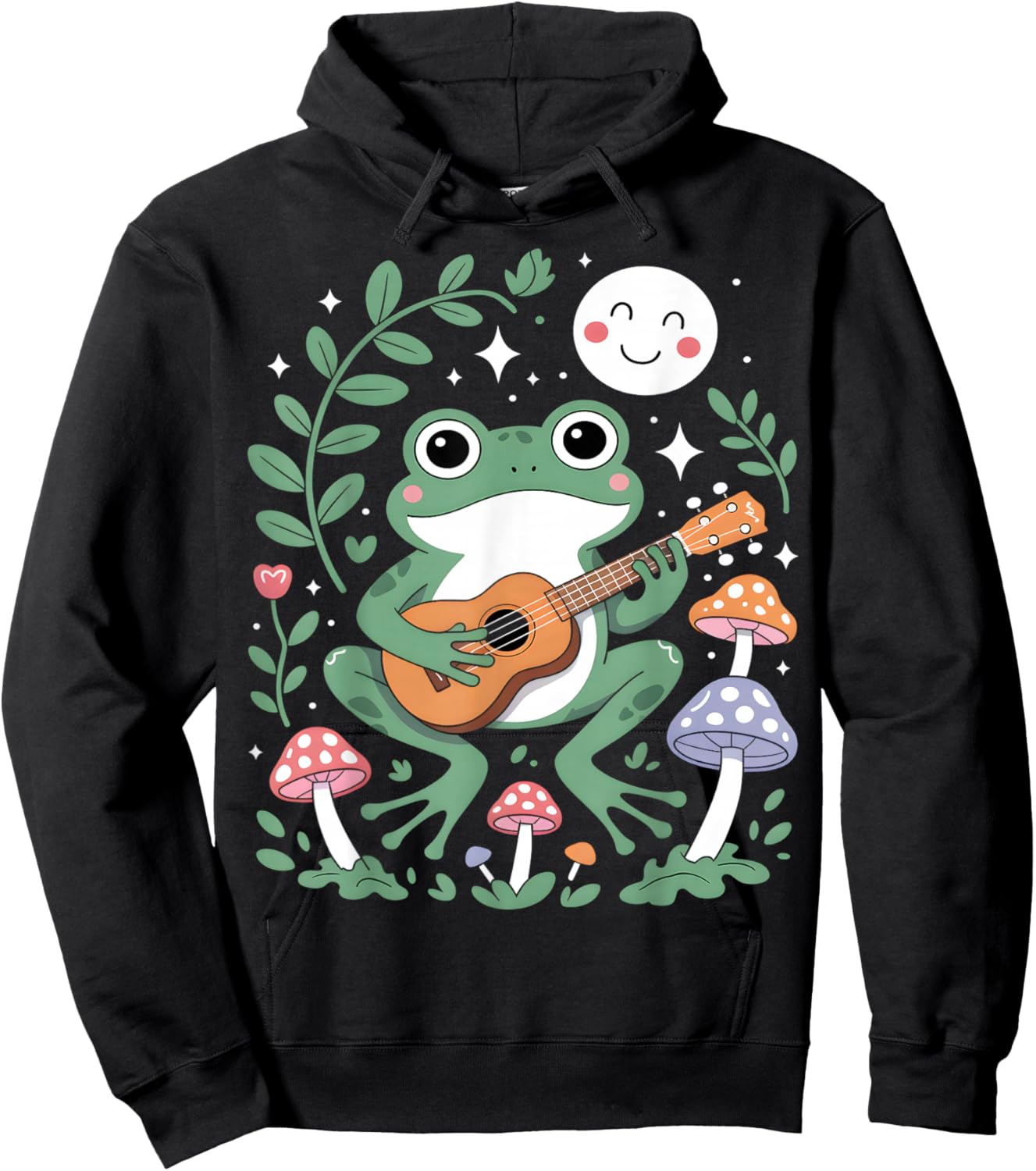 Frog Playing Ukulele Hoodie - Hoodie | Black
