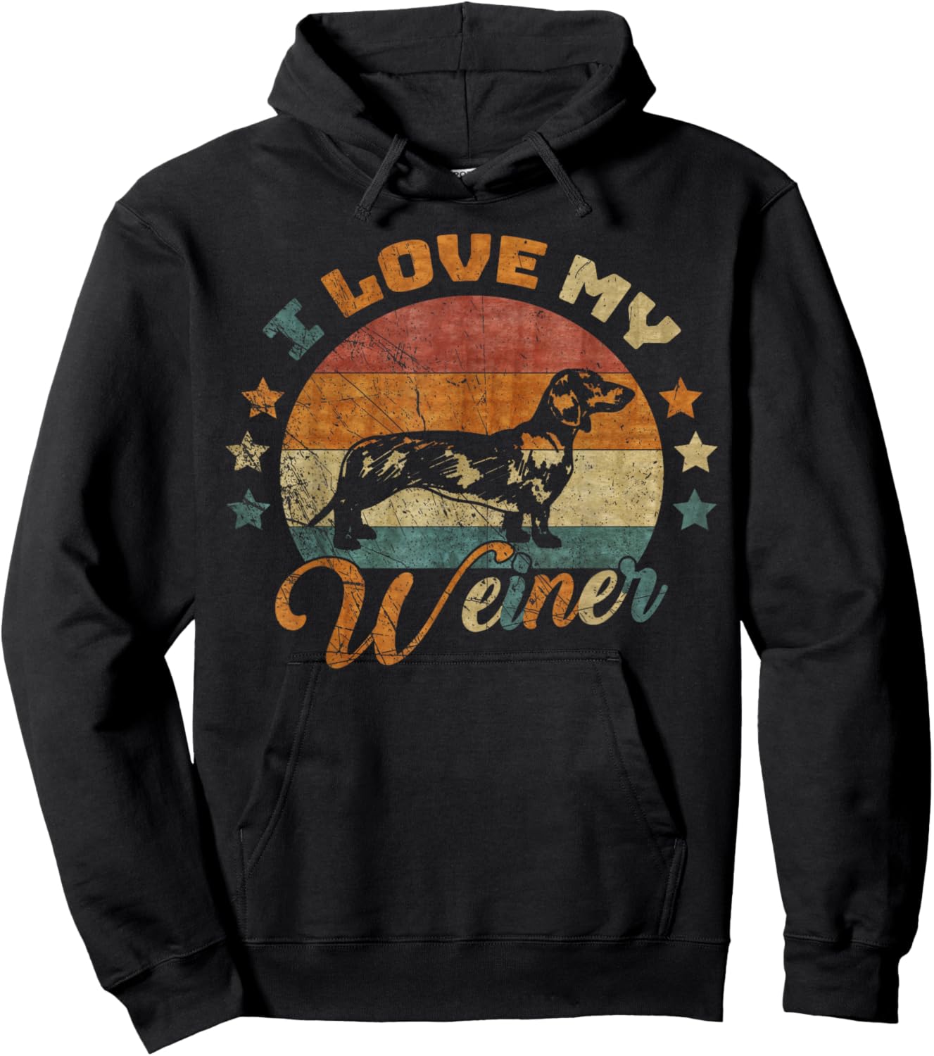 Vintage Retro I Love My Dachshund Dog Funny Weiner Lover Men Women Kids Hoodie - Hoodie | Black