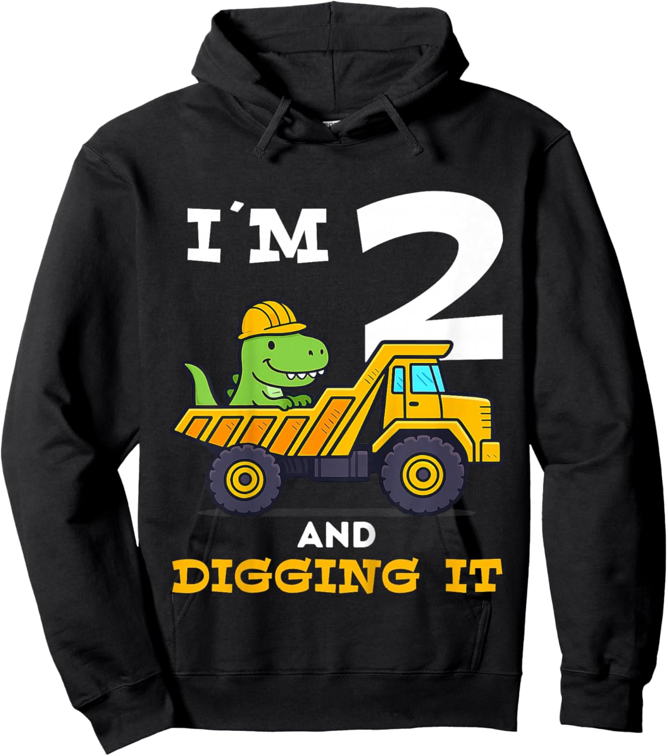 Dinosaur 2nd Birthday Construction Hoodie - Hoodie | Black