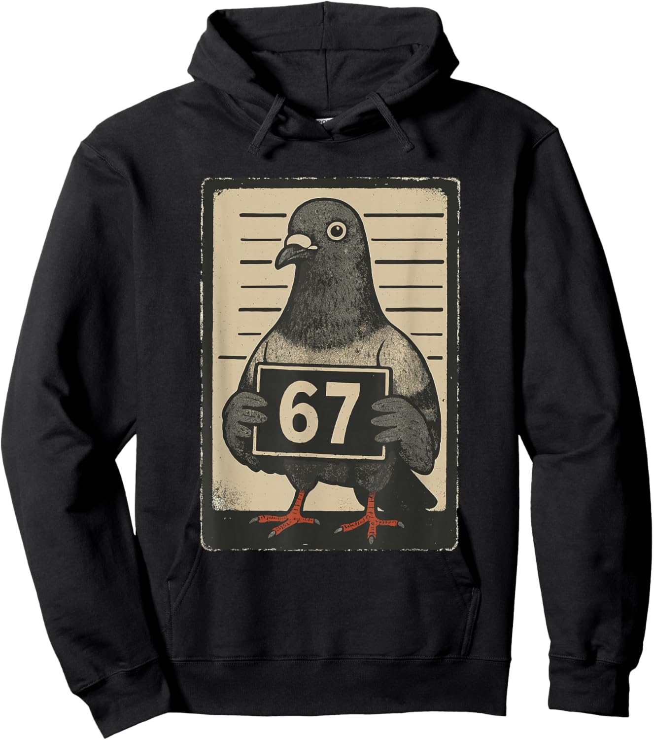 Funny Six Seven Meme 67 Pigeon Mugshot Viral Internet Trend Hoodie - Hoodie | Black