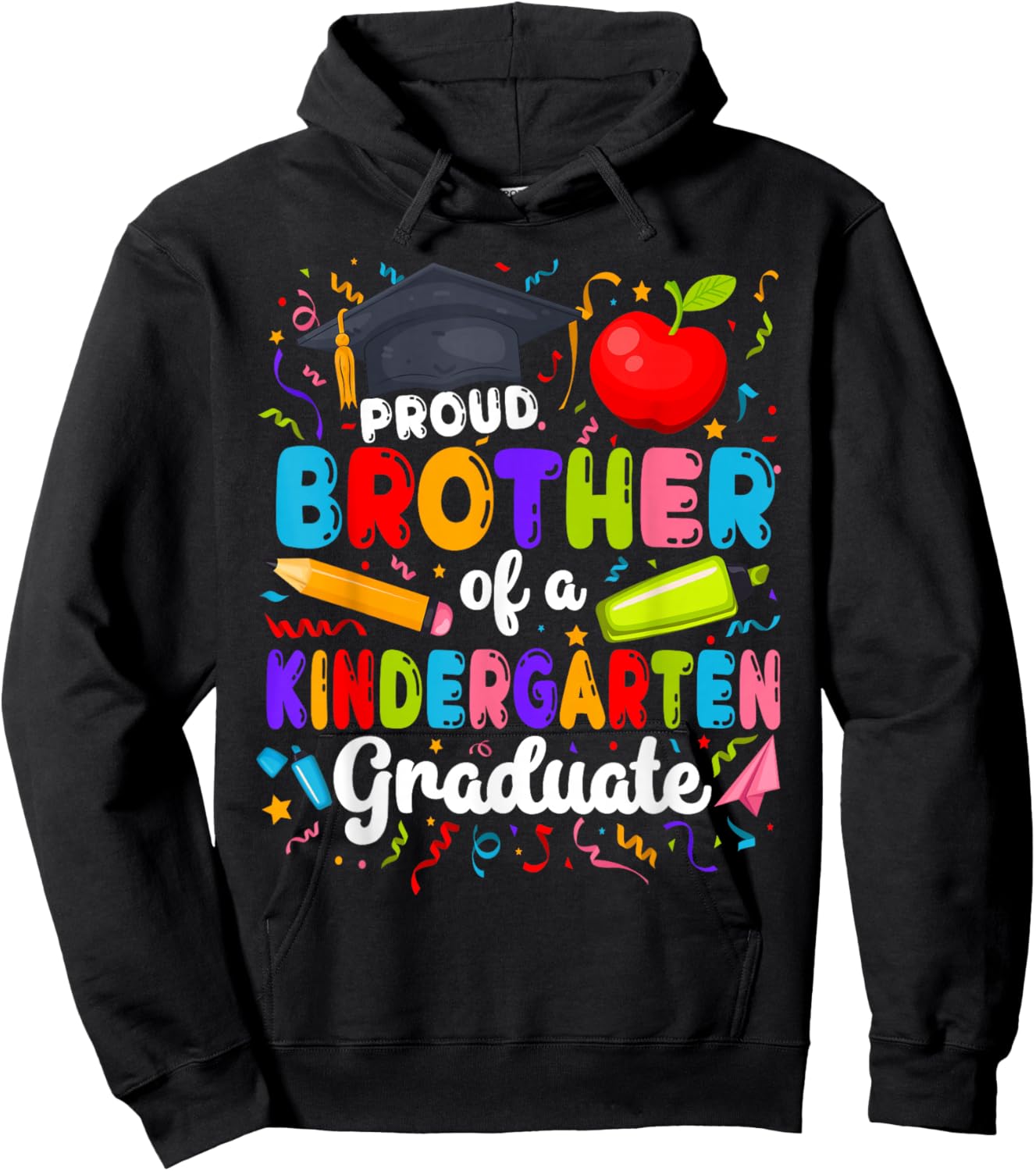 Proud Brother of A Kindergarten Graduate Brother Hoodie - Hoodie | Black