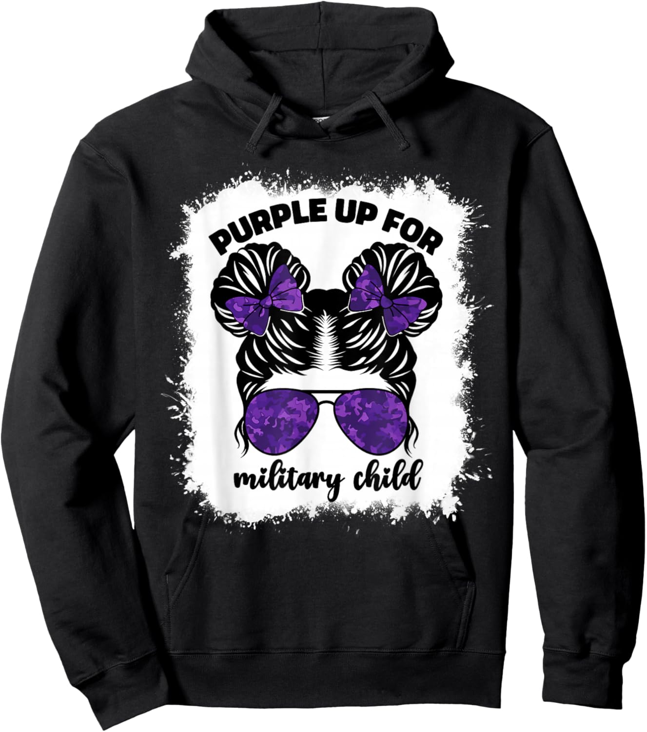 Purple Up For Military Kids Girls Month Of Military Child Hoodie - Hoodie | Black