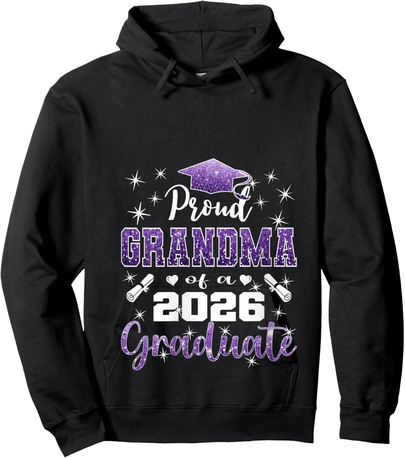 Women's Super Proud Grandma of 2026 Graduate Graduation Family V-Neck Hoodie - Hoodie | Black
