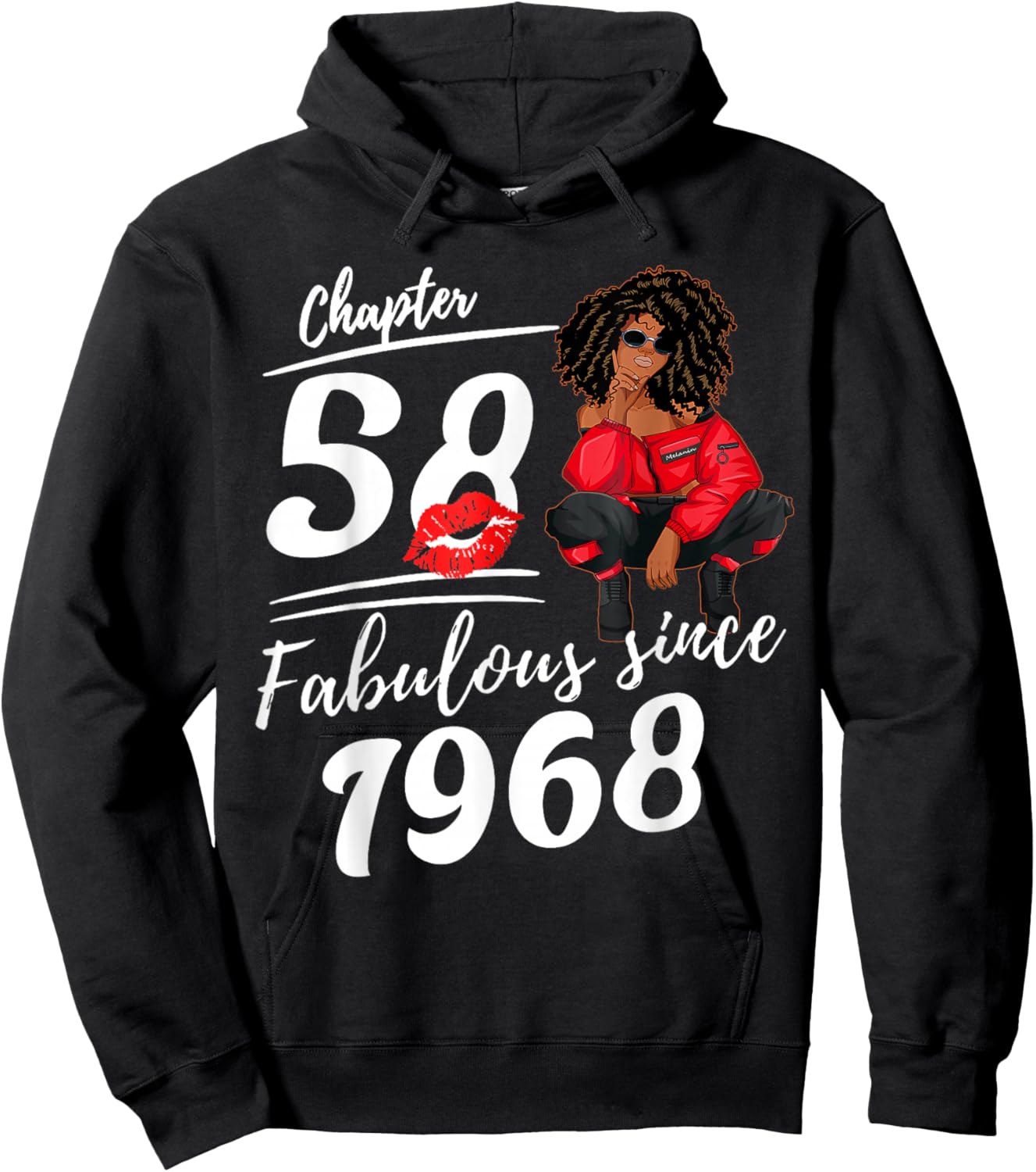Chapter 58 Fabulous Since 1968 Birthday Queen Afro Girl Hoodie - Hoodie | Black